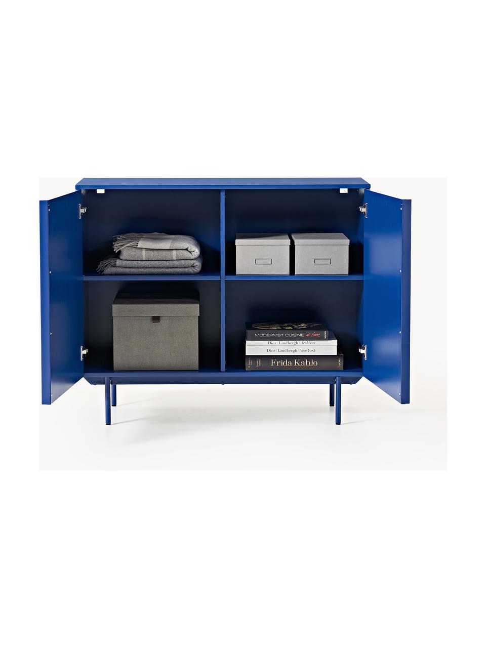 Holz-Highboard Elona, Royalblau, B 100 x H 120 cm