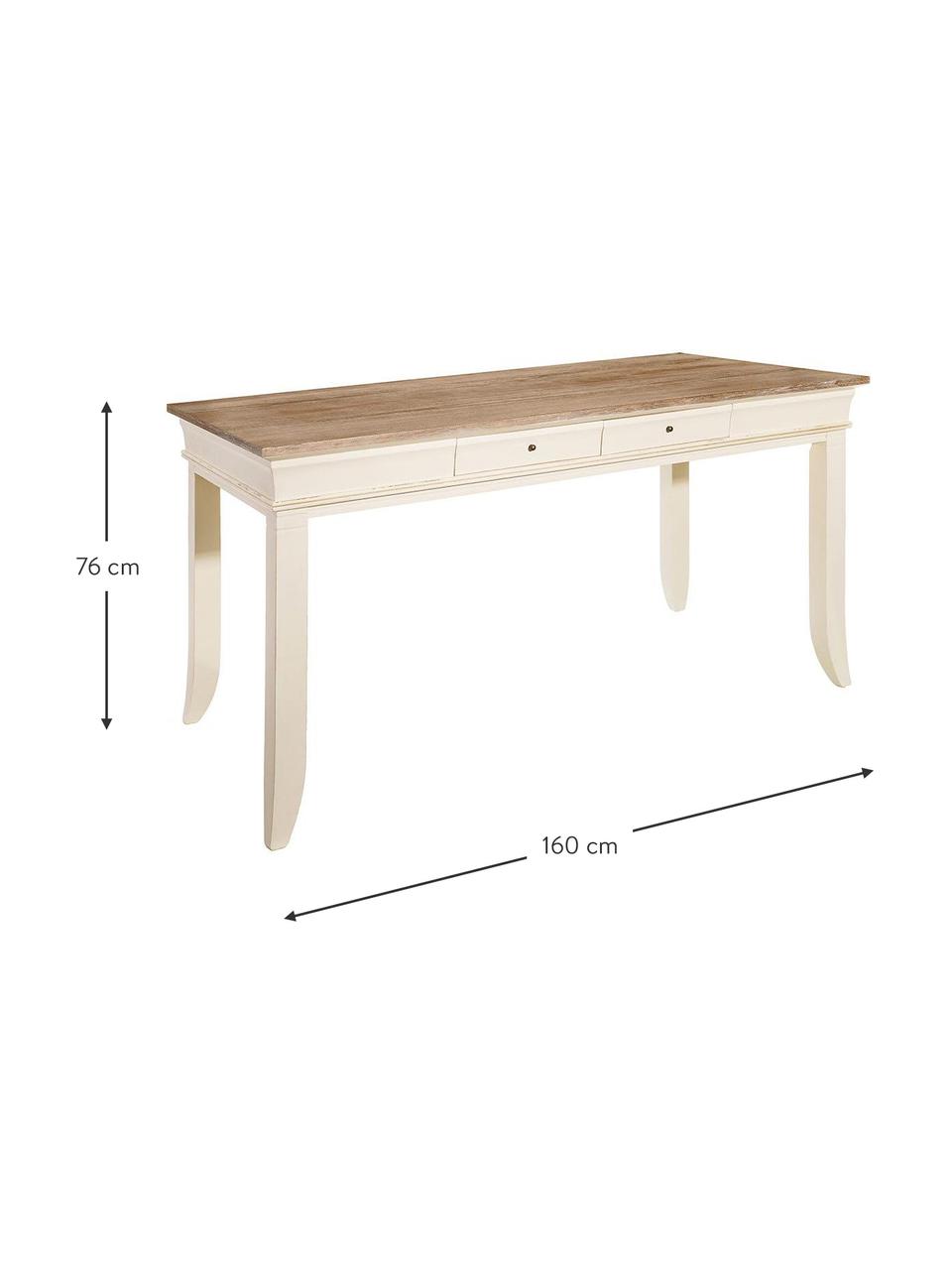 Mesa de comedor Vicky, Estructura: tablero de fibras de dens, Marrón, crema, An 160 x Al 76 cm