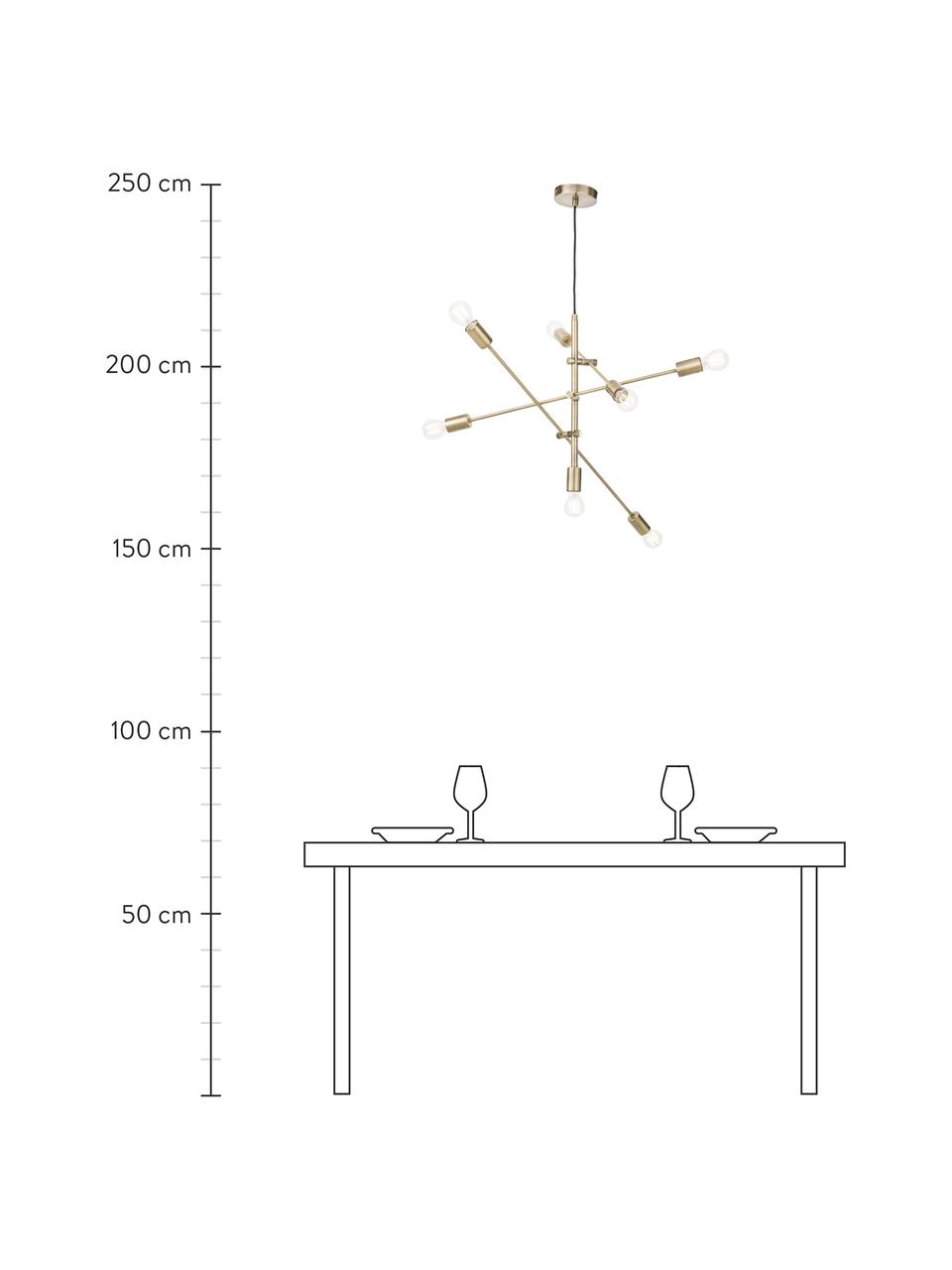 Lámpara de techo grande Venja, Anclaje: metal latón, Cable: forro textil, Latón, Ø 84 cm