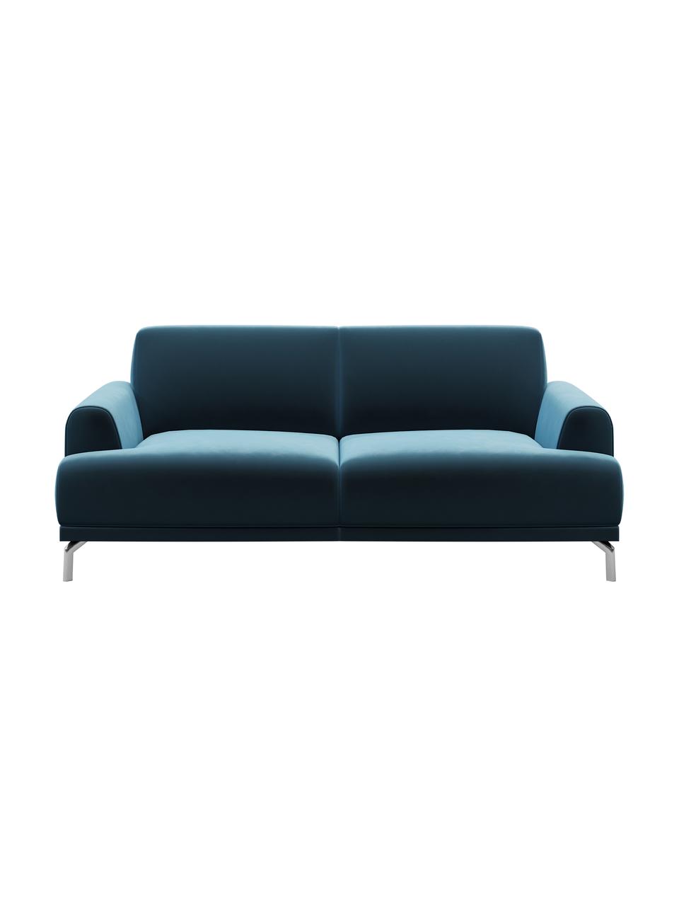 Sofa z aksamitu Puzo (2-osobowa), Tapicerka: 100% aksamit poliestrowy,, Nogi: metal lakierowany, Ciemny niebieski, S 170 x G 84 cm