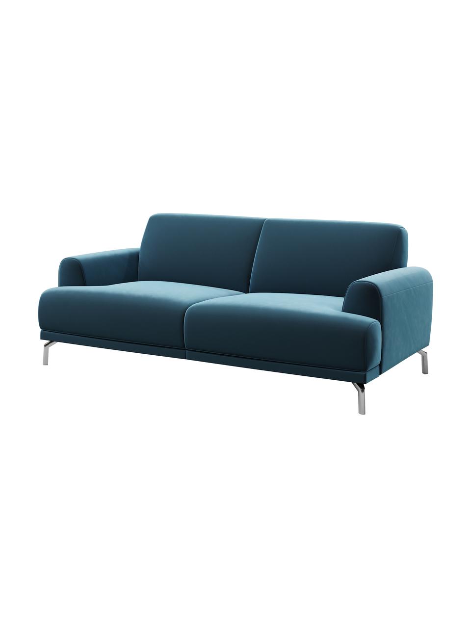 Sofa z aksamitu Puzo (2-osobowa), Tapicerka: 100% aksamit poliestrowy,, Nogi: metal lakierowany, Ciemny niebieski, S 170 x G 84 cm