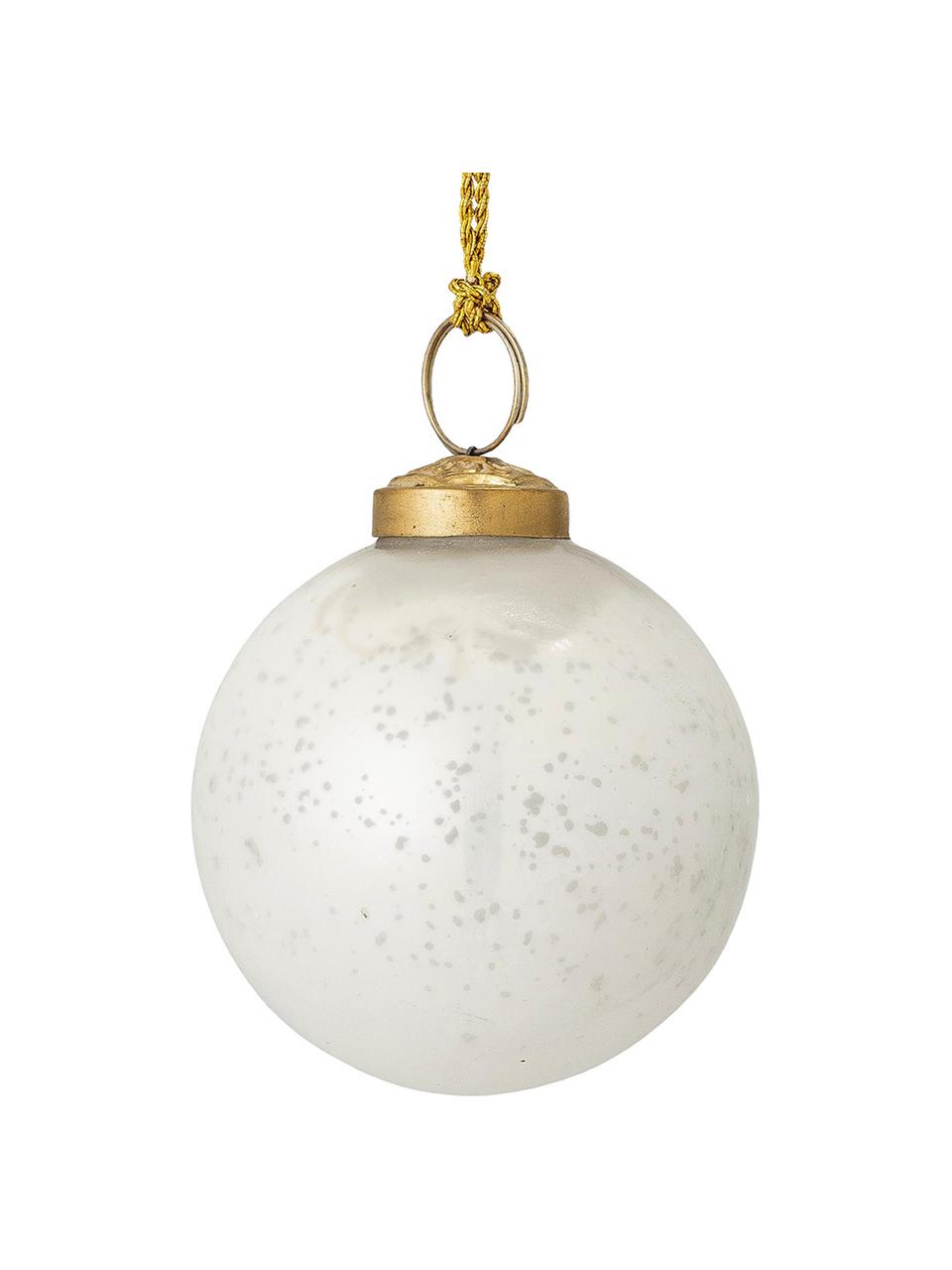 Vánoční ozdoby Munay, 2 ks, Lesklá bílá, zlatá, Ø 8 cm, V 8 cm