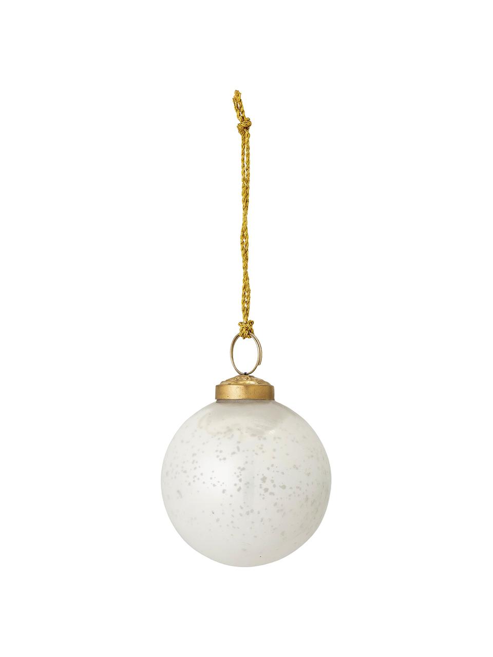 Bolas de Navidad Munay, 2 uds., Blanco brillante, dorado, Ø 8 x Al 8 cm