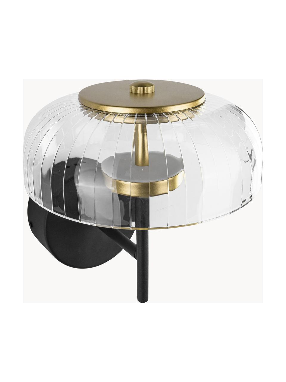 Aplique LED Vitrum, Pantalla: vidrio acrílico, Estructura: metal con pintura en polv, Transparente, dorado, negro, An 20 x F 25 cm