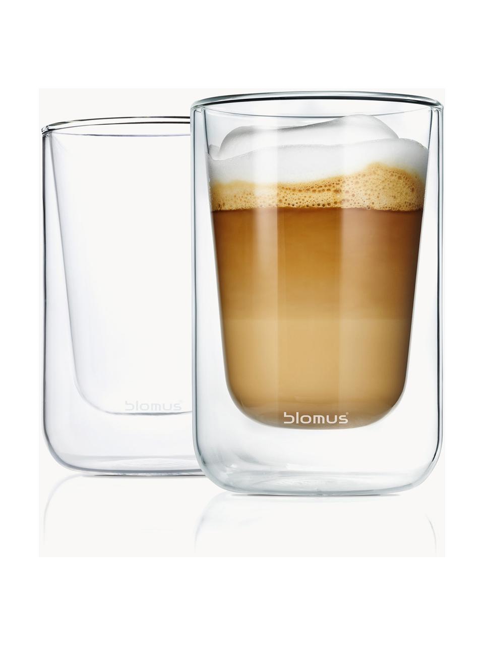 Dubbelwandige koffieglazen Nero, 2 stuks, Glas, Transparant, Ø 8 x H 12 cm, 250 ml