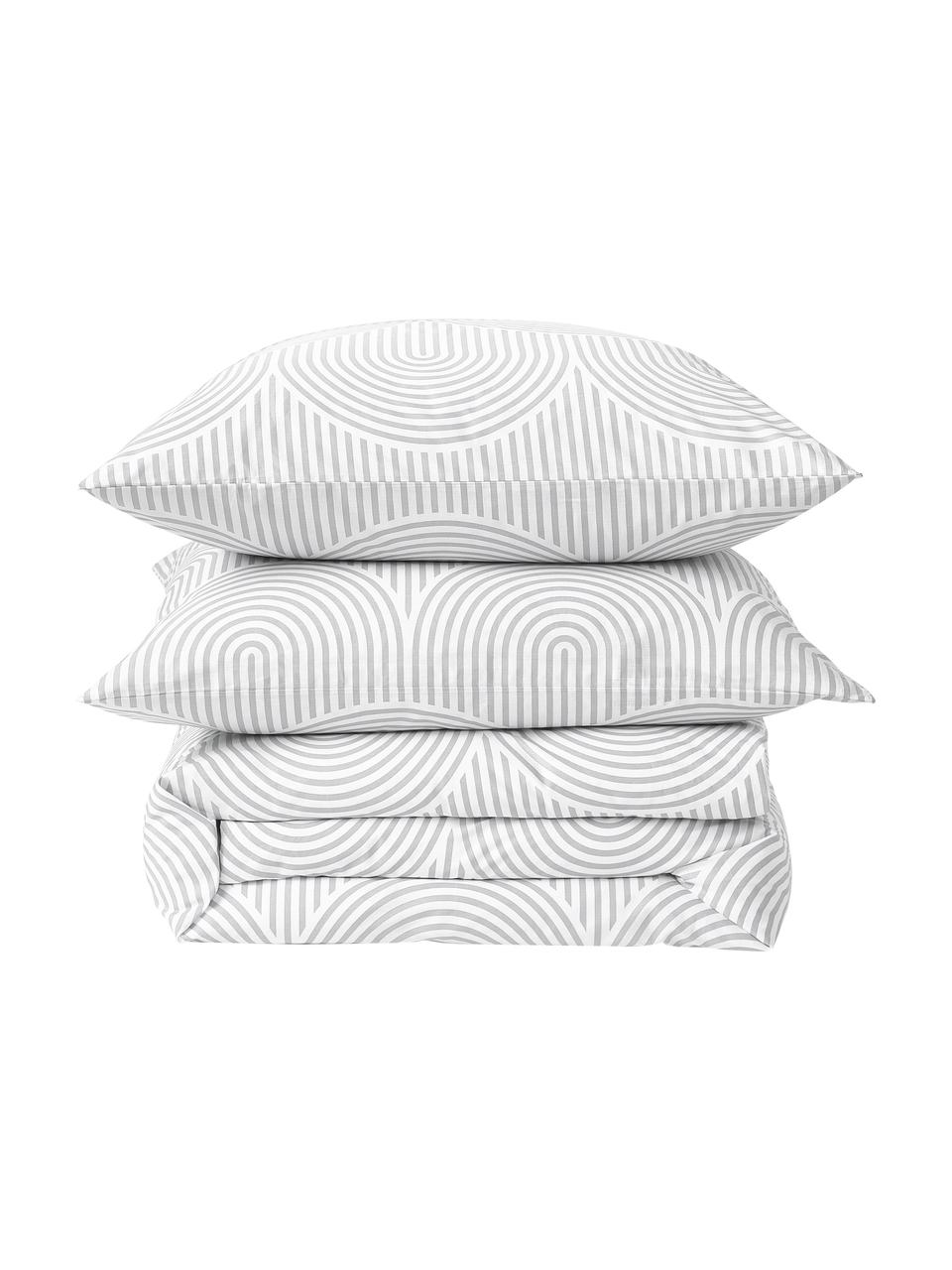 Baumwoll-Bettdeckenbezug Arcs, Webart: Renforcé Fadendichte 144 , Grau, Weiß, B 200 x L 200 cm