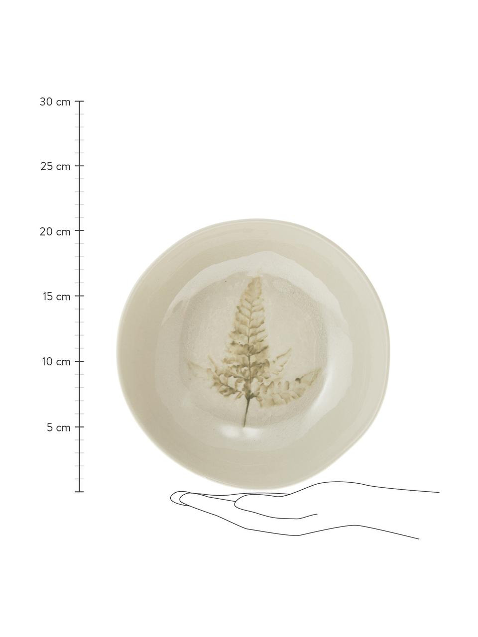 Ciotola fatta a mano con motivo erba Bea, Gres, Beige, Ø 21 x Alt. 6 cm