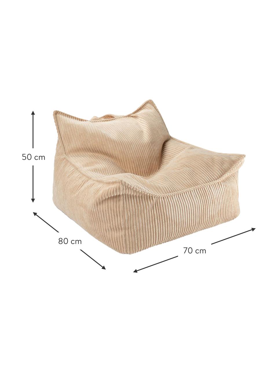 Kinderzitzak Sugar van corduroy, Bekleding: corduroy (100% polyester), Corduroy beige, B 70 x D 80 cm