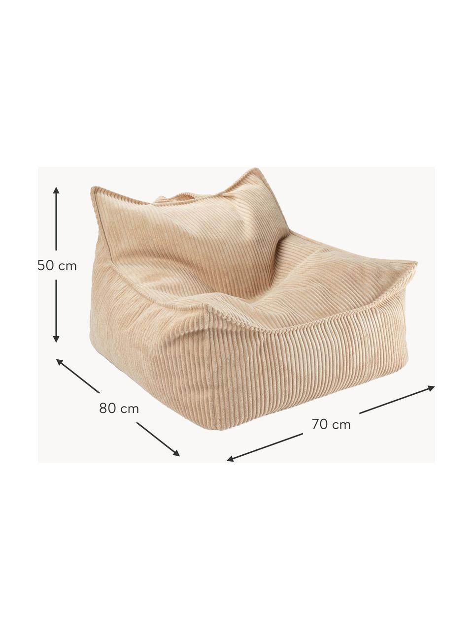 Kinder-Sitzsack Sugar aus Cord, Bezug: Cord (100 % Polyester) au, Cord Beige, B 70 x T 80 cm