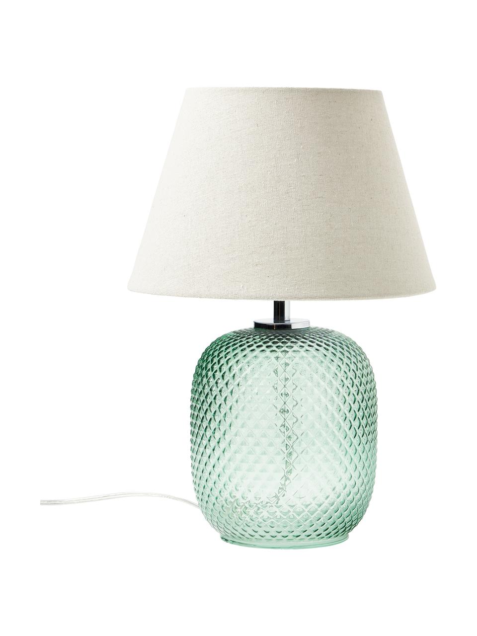 Lampa stołowa ze szklaną podstawą Cornelia, Beżowy, zielony, Ø 28 x W 38 cm