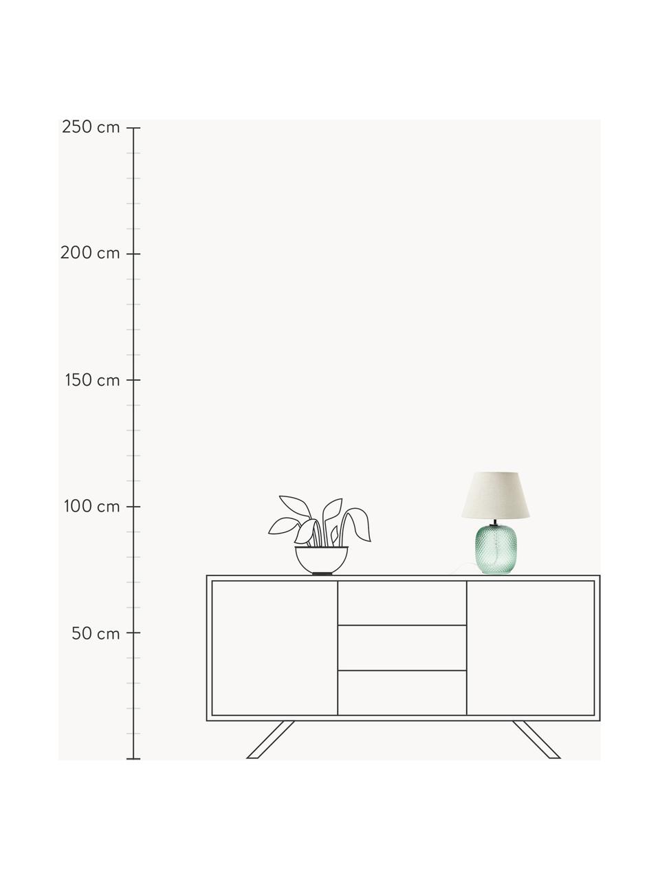Lampada da tavolo piccola con base in vetro colorato Cornelia, Paralume: poliestere, Base della lampada: vetro, Beige, verde menta, Ø 28 x Alt. 18 cm