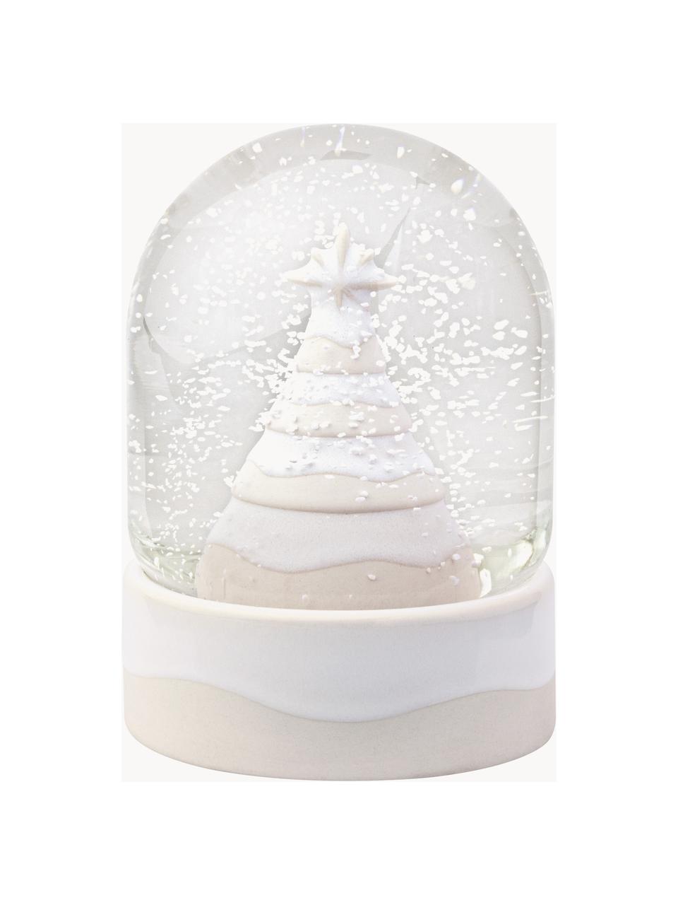 Globo di neve Winter Glow, Porcellana premium, vetro, Beige chiaro, bianco, Ø 11 x Alt. 13 cm