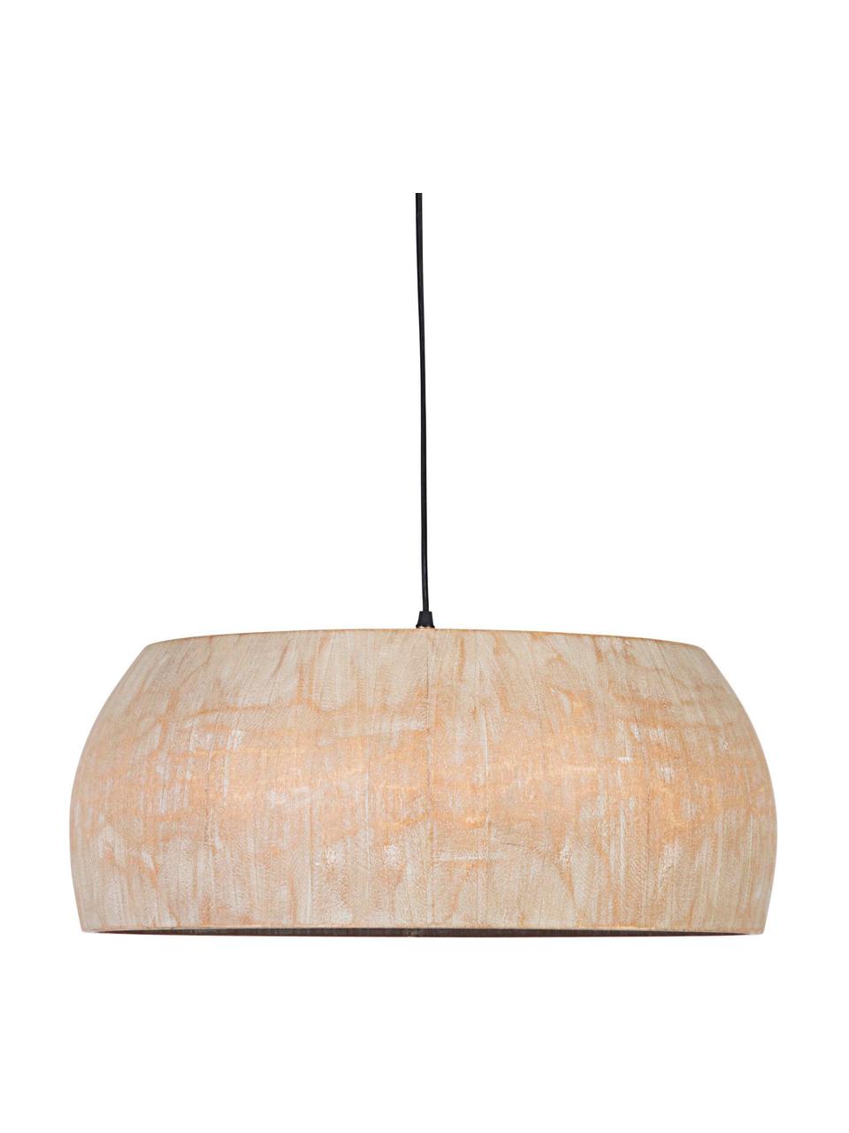 Scandi hanglamp Solid van paulowniahout, Lampenkap: paulowniahout, Baldakijn: gecoat metaal, Beige, Ø 53 x H 23 cm