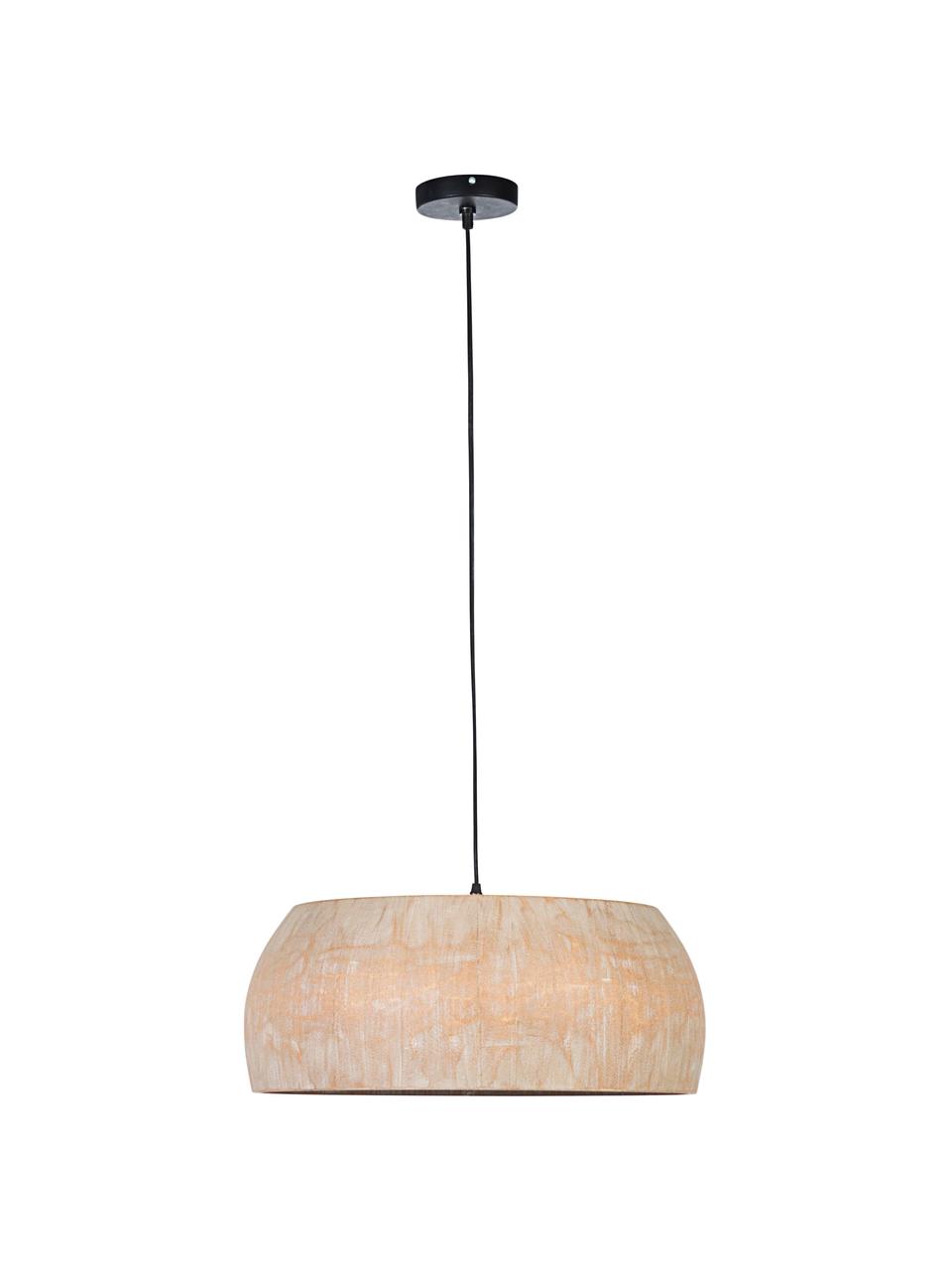 Lámpara de techo de madera de Paulownia Solid, estilo escandinavo, Pantalla: madera de Paulownia, Anclaje: metal recubierto, Cable: plástico, Beige, Ø 53 x Al 23 cm