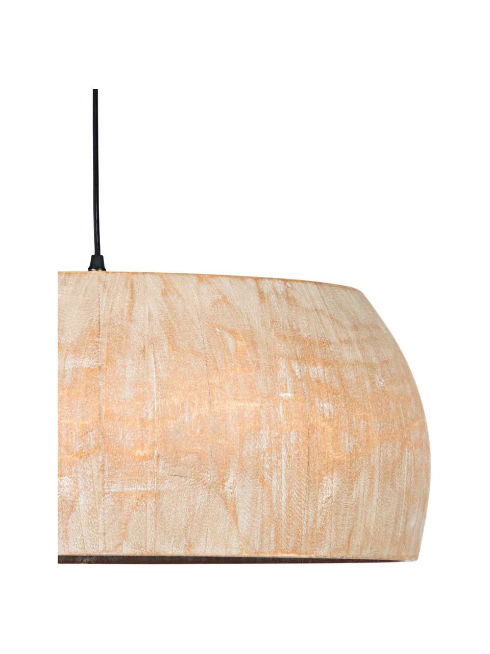 Lámpara de techo de madera de Paulownia Solid, estilo escandinavo, Pantalla: madera de Paulownia, Anclaje: metal recubierto, Cable: plástico, Beige, Ø 53 x Al 23 cm