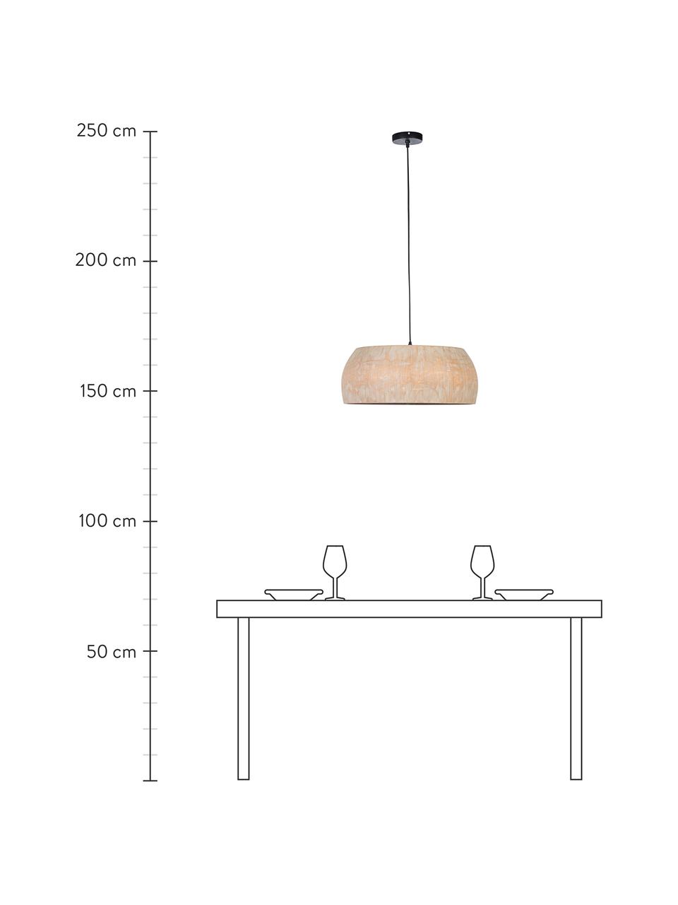 Lámpara de techo de madera de Paulownia Solid, estilo escandinavo, Pantalla: madera de Paulownia, Anclaje: metal recubierto, Cable: plástico, Beige, Ø 53 x Al 23 cm