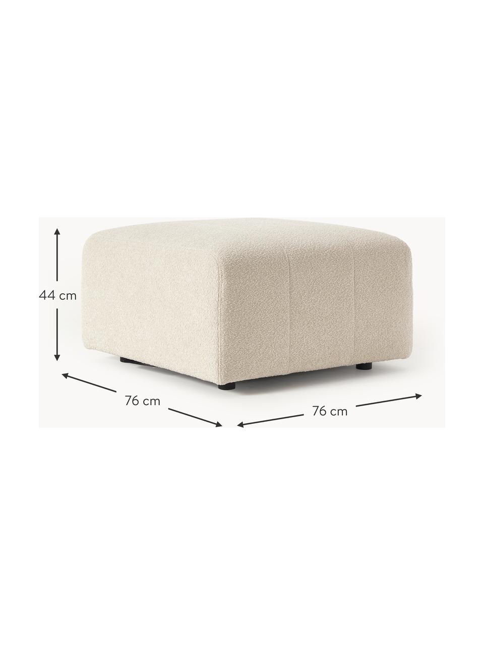 Poggiapiedi da divano in bouclé Lena, Rivestimento: bouclé (93% poliestere, 6, Rivestimento: cuscino in schiuma con an, Struttura: legno di pino, compensato, Piedini: plastica, Bouclé beige chiaro, Larg. 76 x Prof. 76 cm