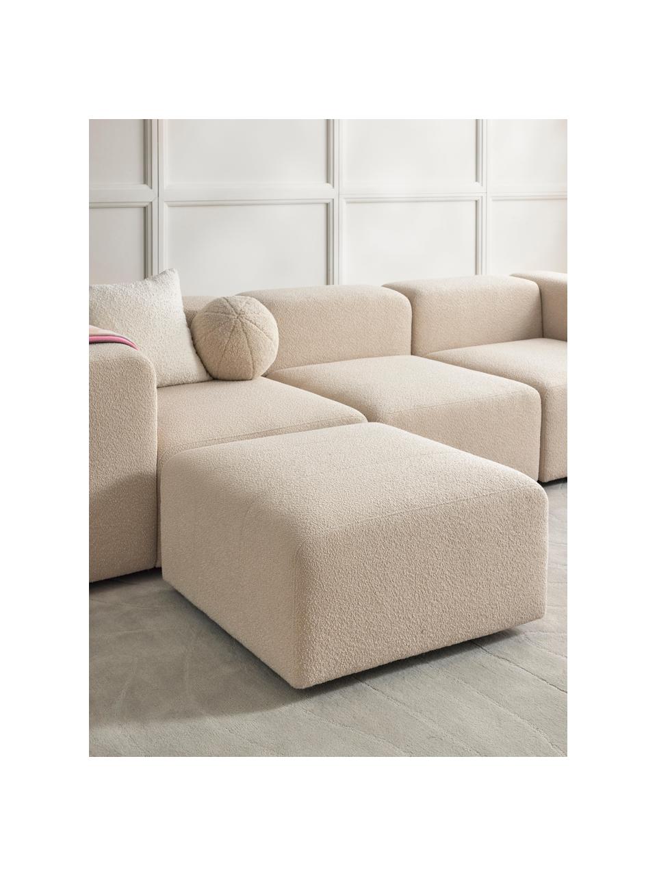 Bouclé Sofa-Hocker Lena, Bezug: Bouclé (93 % Polyester, 6, Gestell: Kiefernholz, Schichtholz,, Füße: Kunststoff, Bouclé Hellbeige, B 76 x T 76 cm