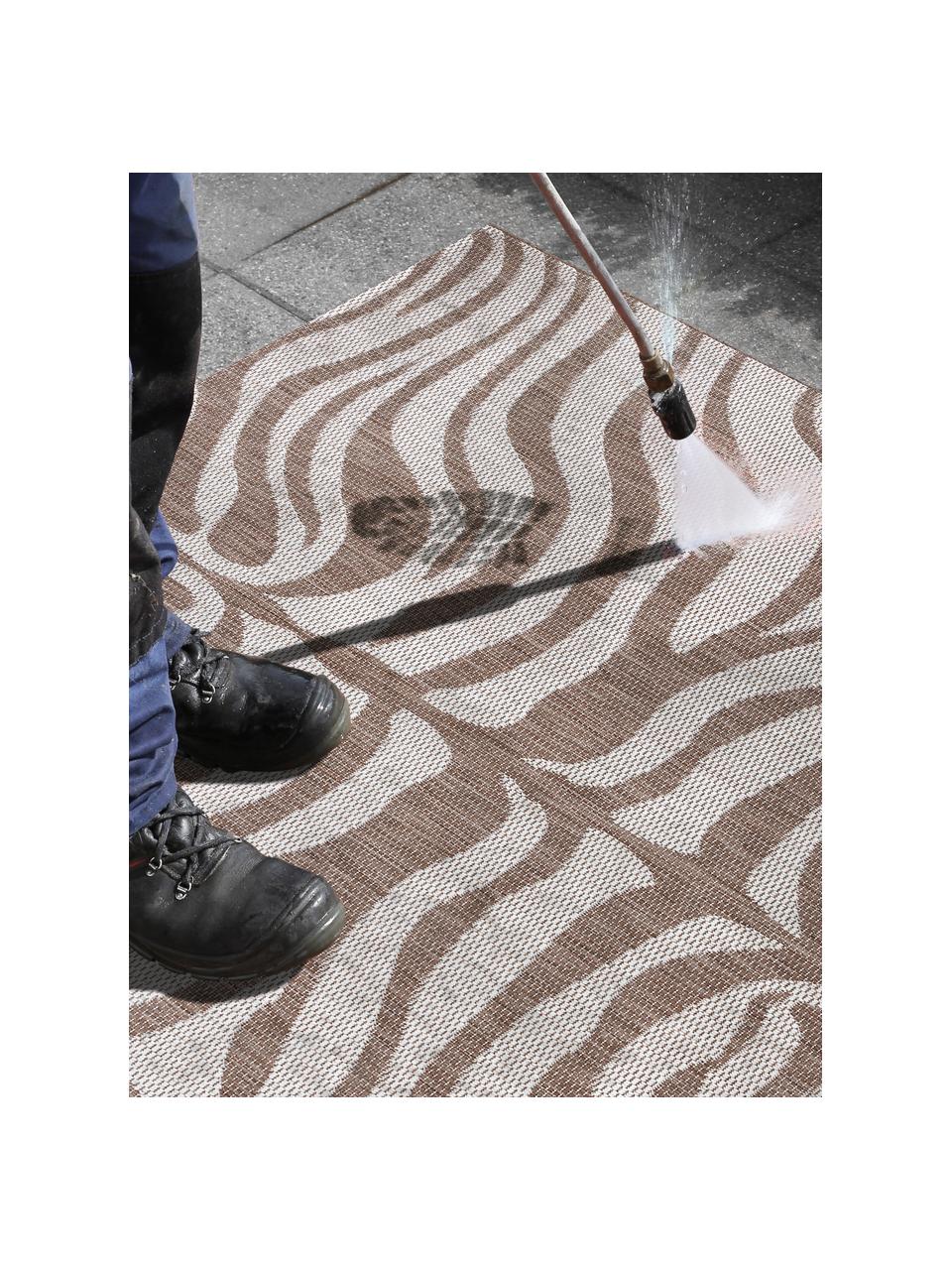 In- & outdoor vloerkleed Avin met zebrapatroon, 100% polypropyleen, Lichtbruin, crèmewit, B 120 x L 170 cm (maat S)