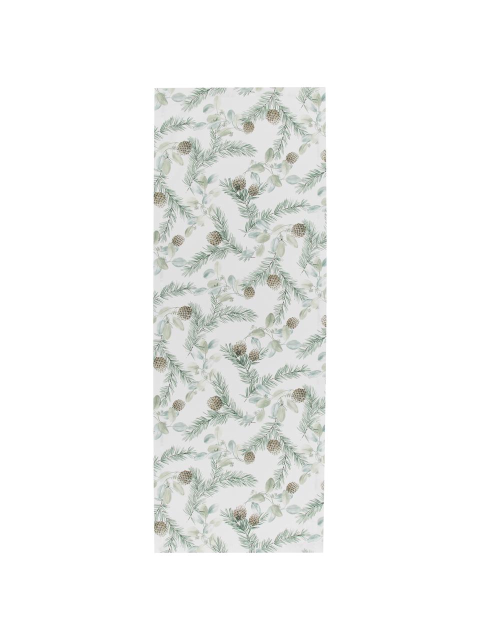 Bieżnik z bawełny Pinolo, 100% bawełna, Zielony, brązowy, biały, S 50 x D 140 cm