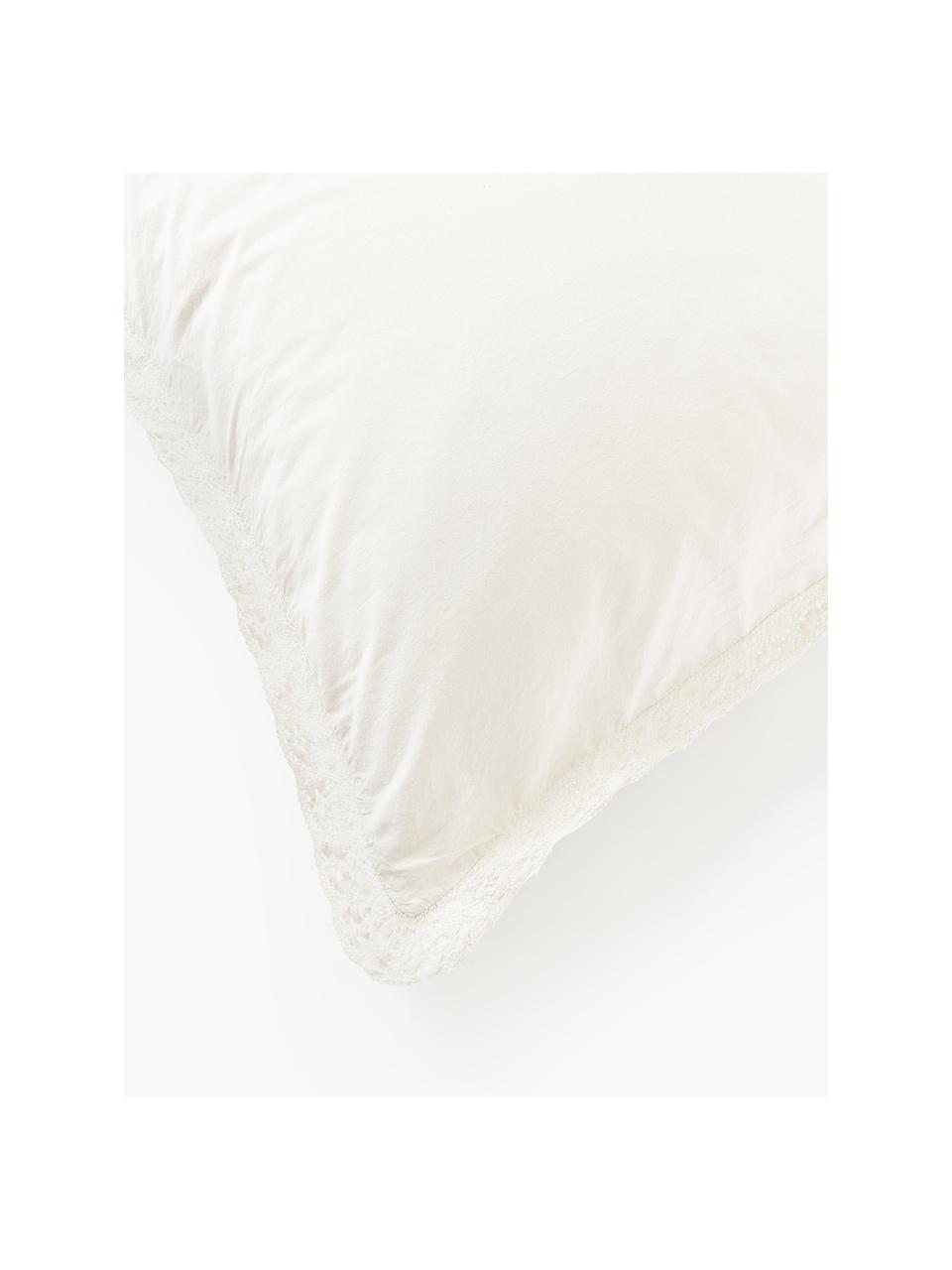 Funda de almohada de algodón con volantes Adoria, Blanco, An 45 x L 110 cm