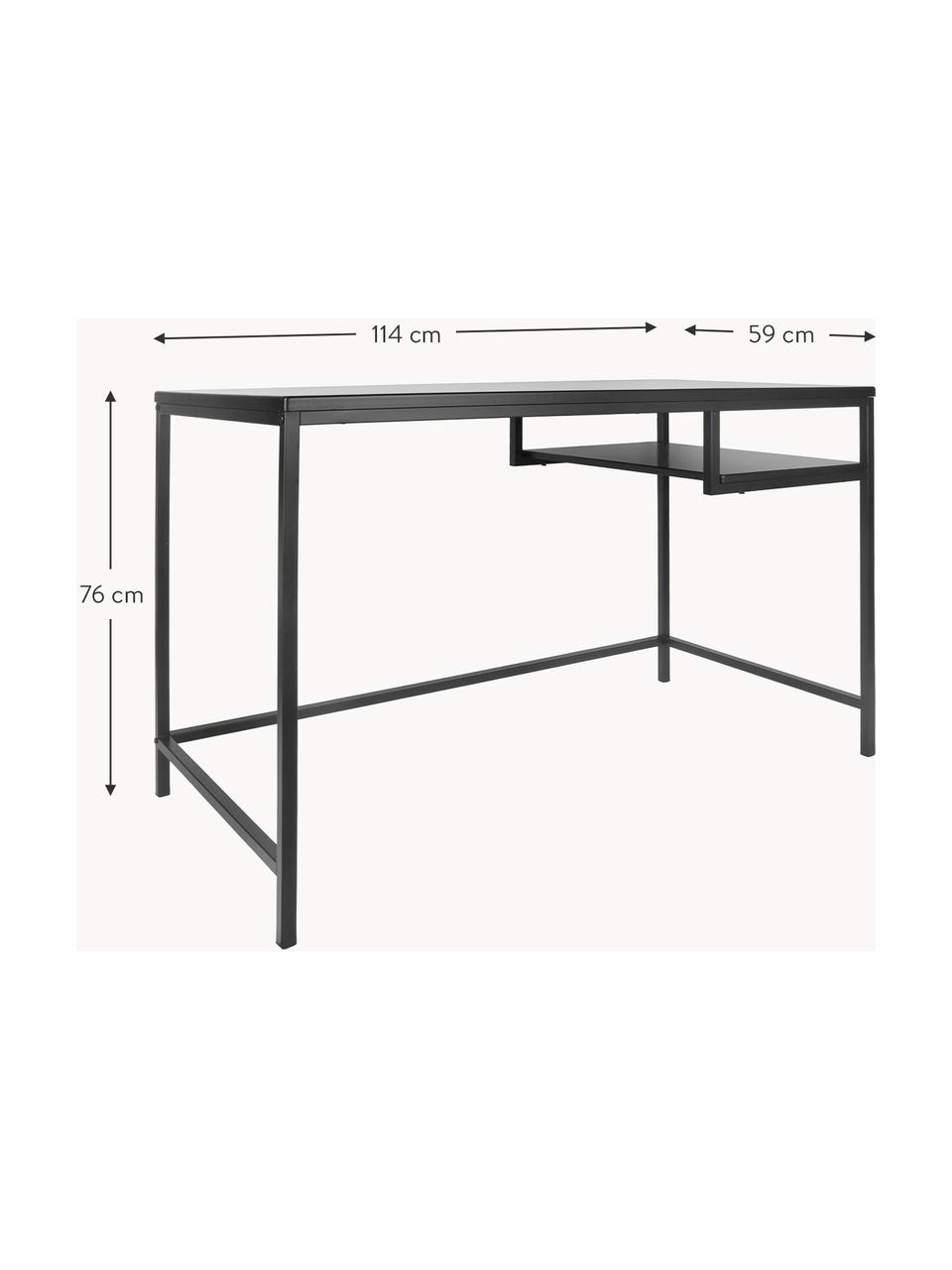 Bureau en métal Fushion, Noir, larg. 114 x prof. 59 cm