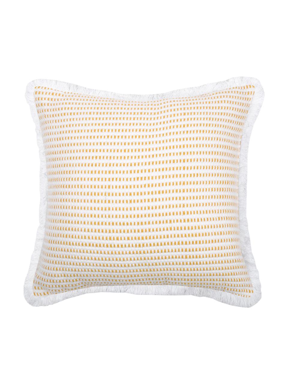 Kissen Salamanca in Gelb/Weiß, mit Inlett, 100% Baumwolle, Weiß, Gelb, 40 x 40 cm