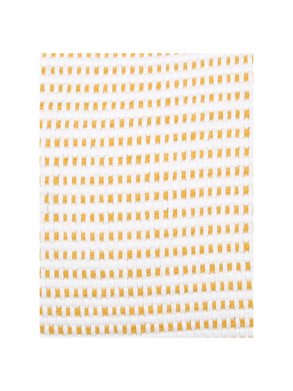 Kussen Salamanca in geel/wit, met vulling, 100% katoen, Wit, geel, 40 x 40 cm