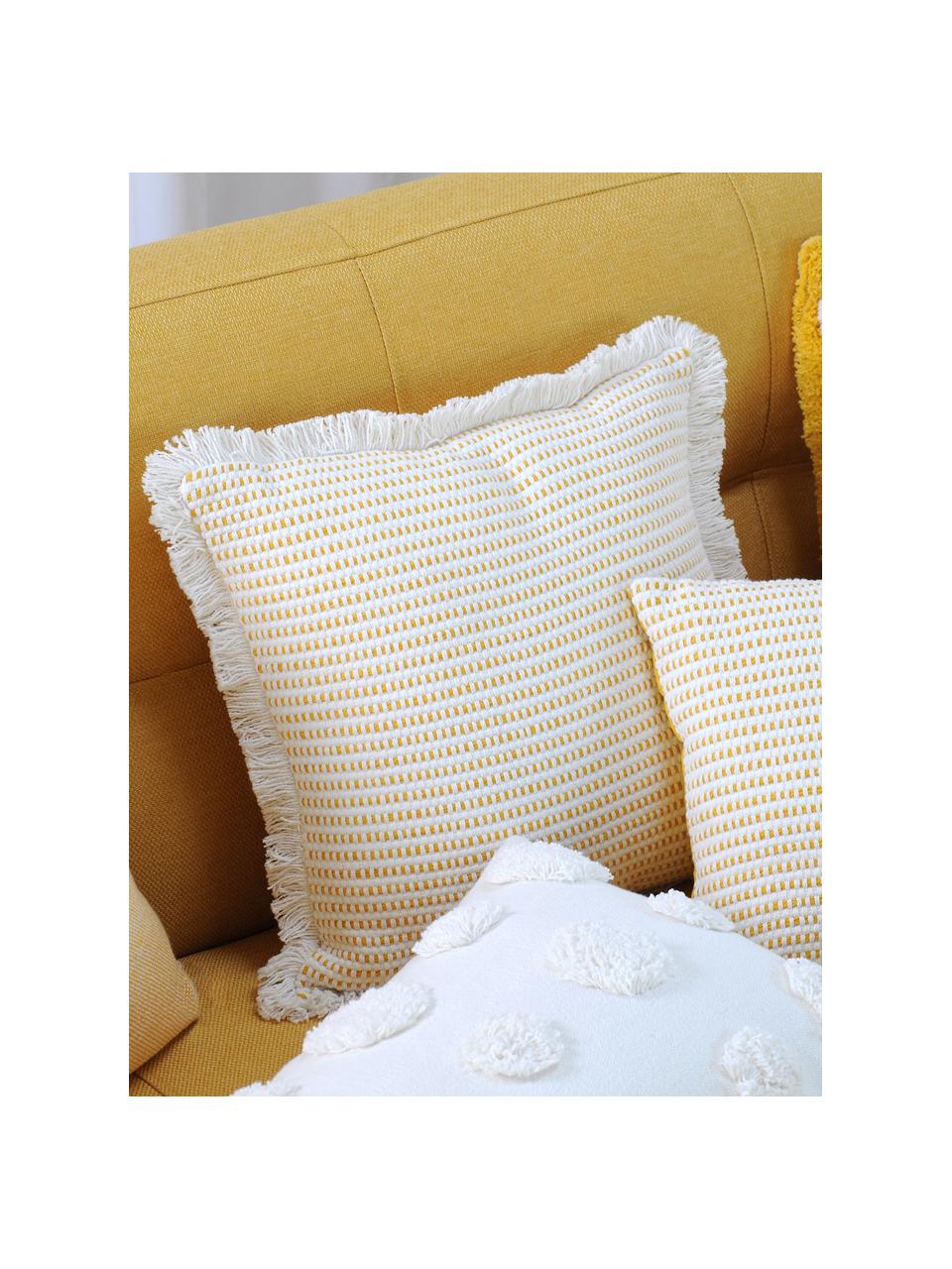 Cojín Salamanca, con relleno, 100% algodón, Blanco, amarillo, An 40 x L 40 cm