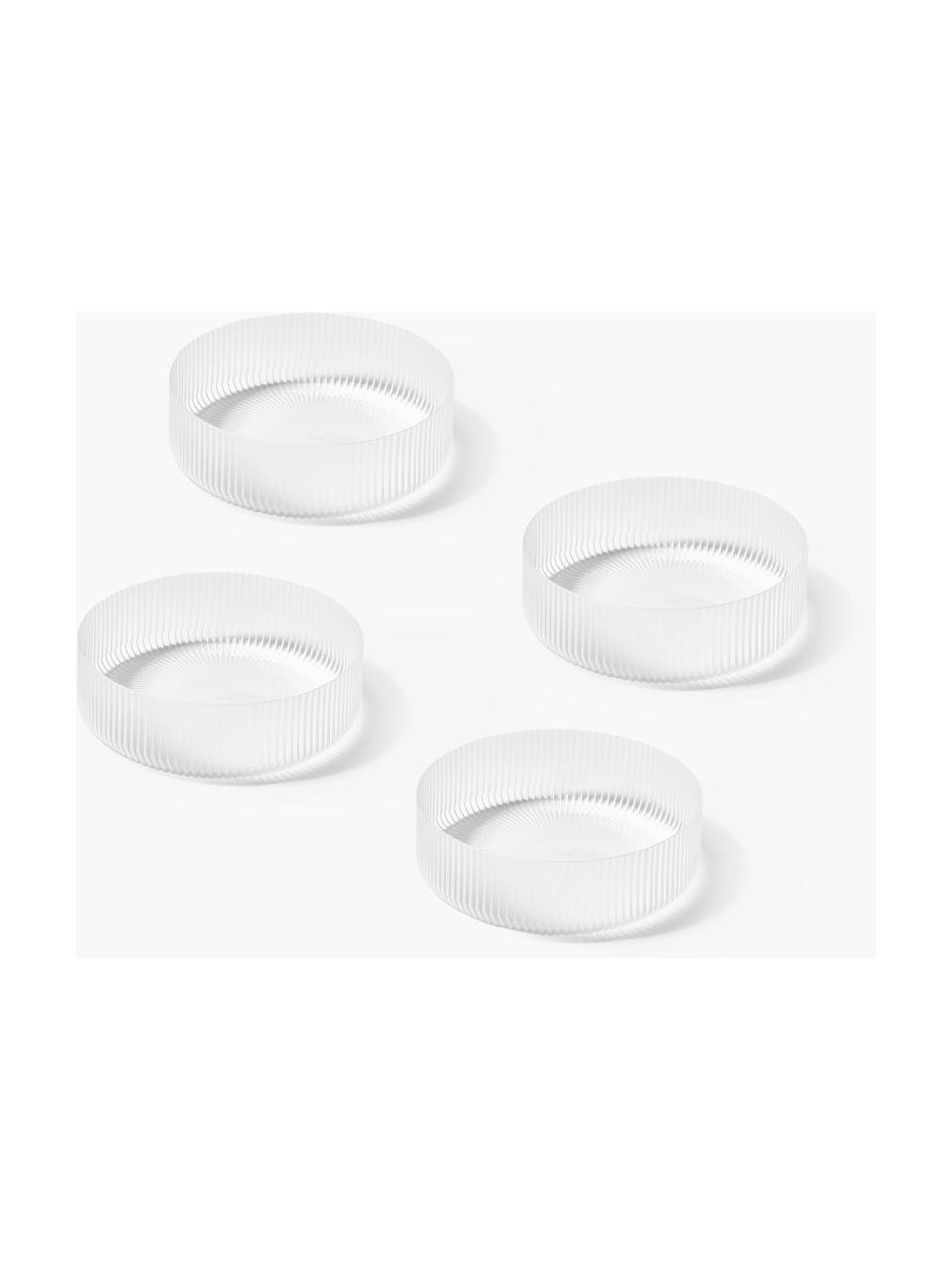 Bols striés soufflés bouche Ripple, 2 pièces, Verre, soufflé bouche, Translucide, mat, Ø 12 cm