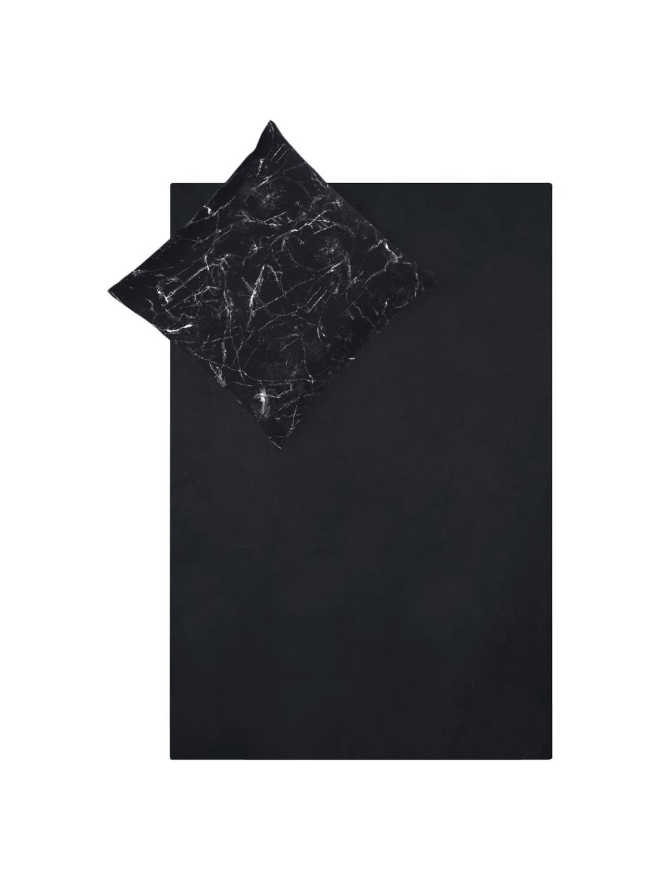 Pościel z perkalu Malin, Czarny, 240 x 220 cm + 2 poduszki 80 x 80 cm