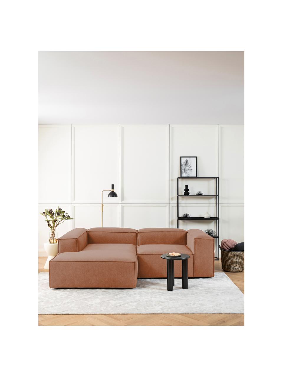 Modulares Ecksofa Lennon, Bezug: 100 % Polyester Der strap, Gestell: Massives Kiefernholz, Spe, Webstoff Nougat, B 238 x T 180 cm, Eckteil links