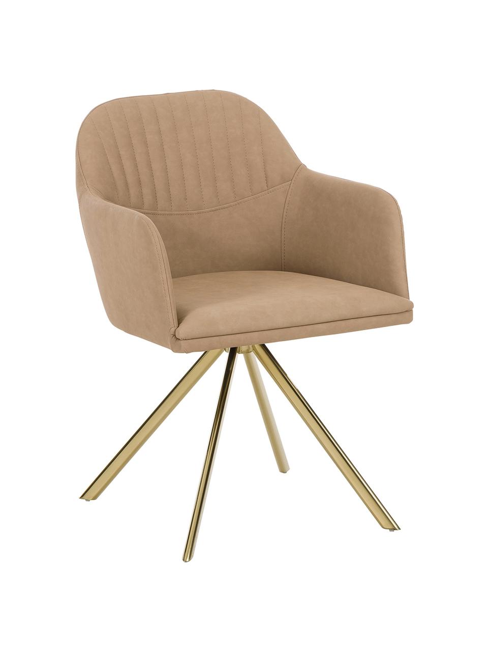 Krzesło obrotowe ze sztucznej skóry Lola, Tapicerka: sztuczna skóra (poliureta, Nogi: metal galwanizowany, Jasny brązowy, S 52 x G 57 cm