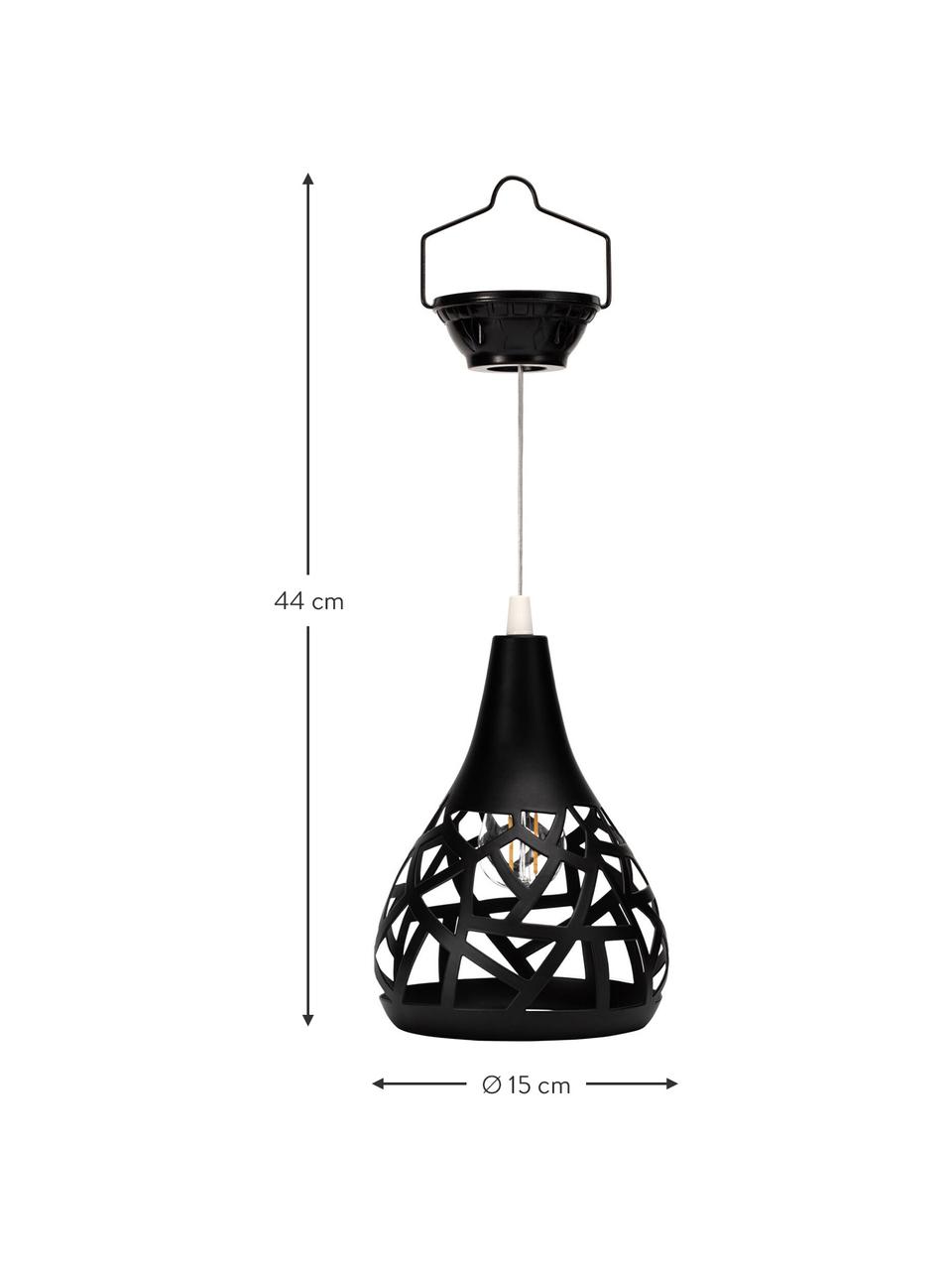 Lámpara solar colgante Sunshine Magic, Pantalla: metal, Anclaje: plástico, Cable: plástico, Negro, Ø 15 x Al 44 cm