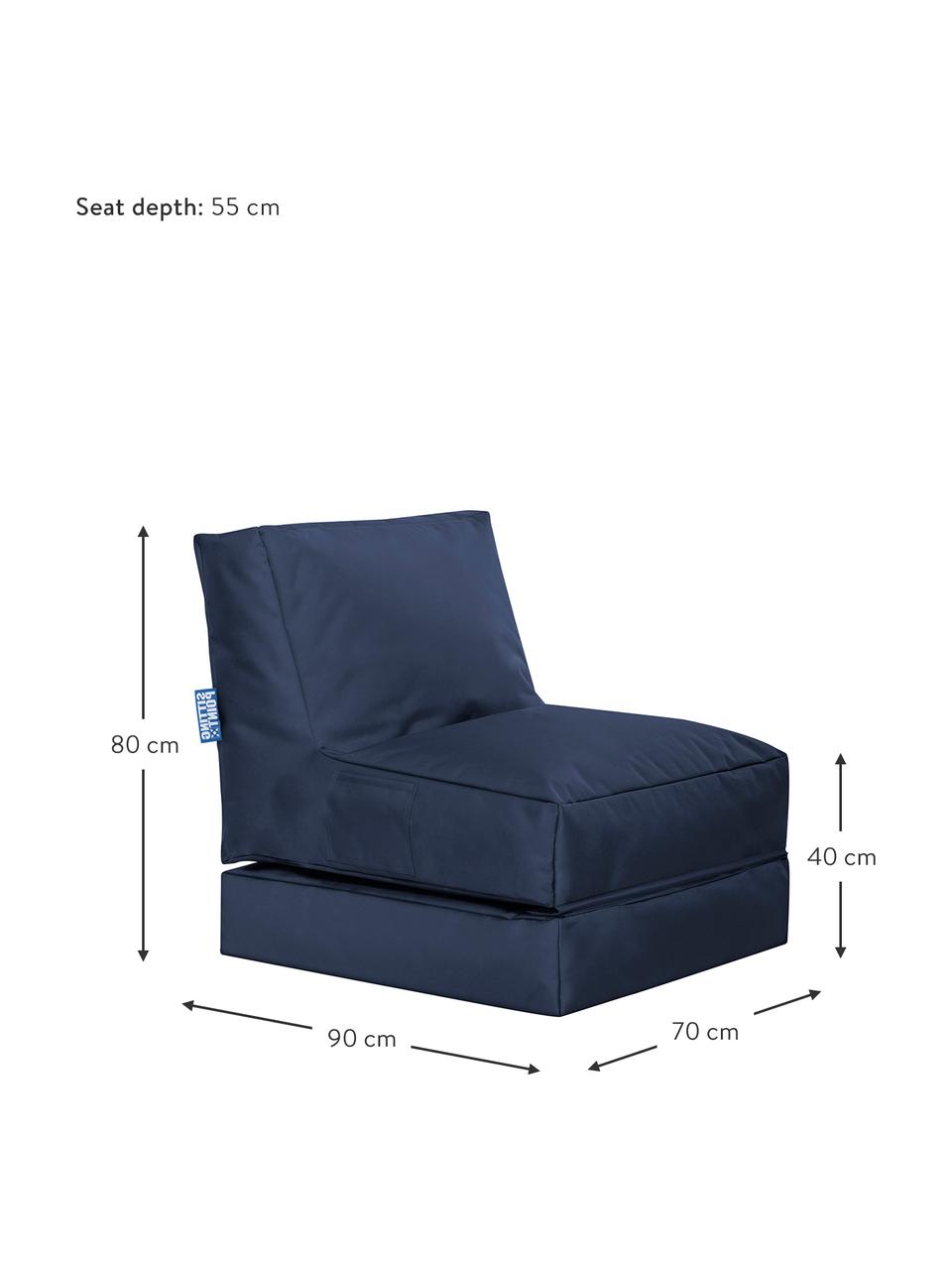 Sillón de jardín Pop Up, reclinable, Tapizado: 100% poliéster Interior c, Azul vaquero, An 70 x F 90 cm