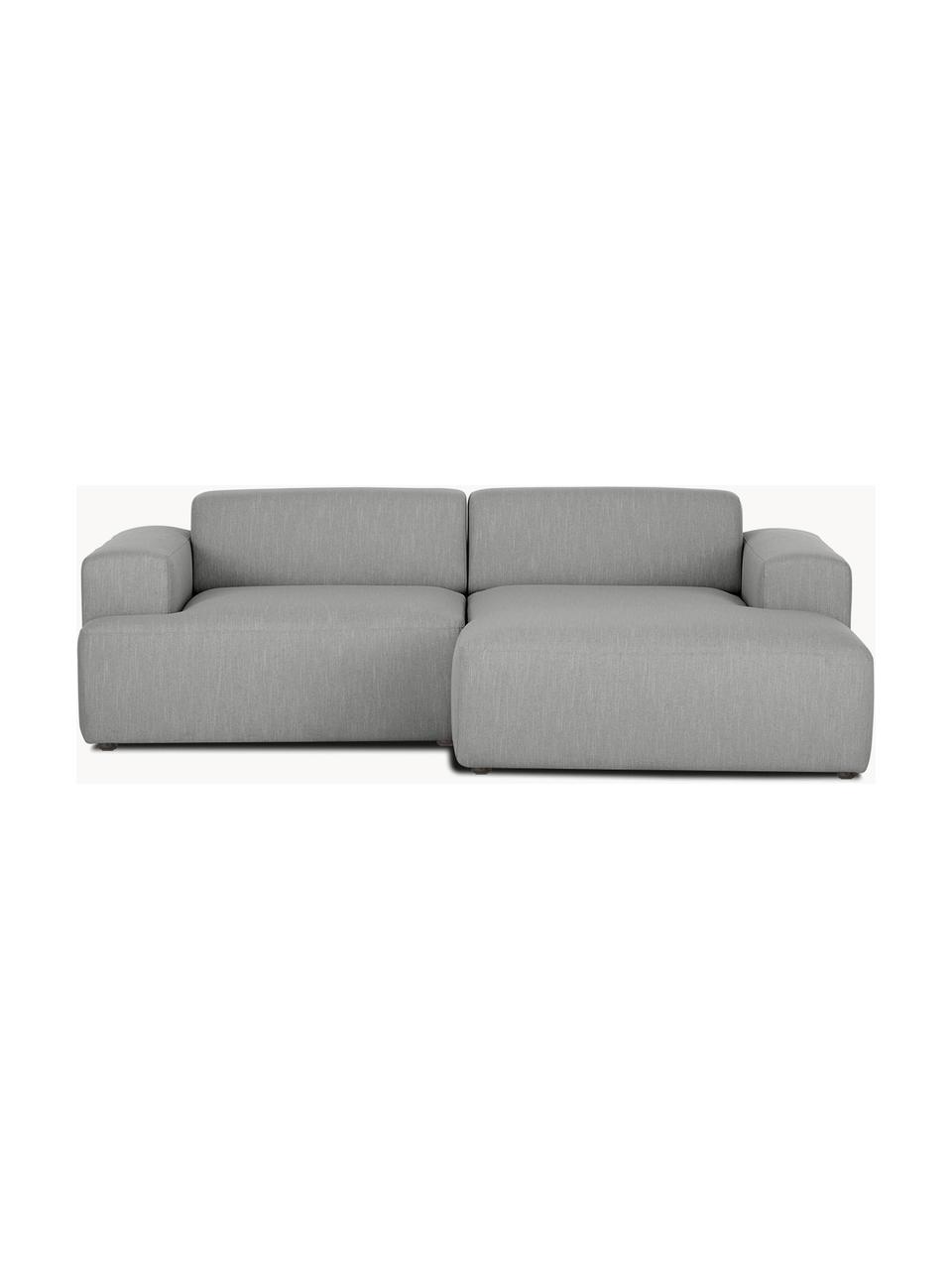 Canapé d'angle 3 places Melva, Tissu gris, larg. 239 x prof. 143 cm, méridienne à droite