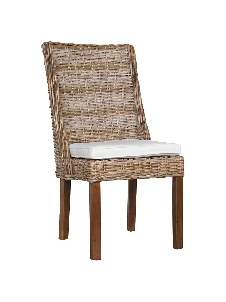 Krzesło z rattanu Aine, Nogi: drewno mindi, Brązowy, S 50 x G 50 cm