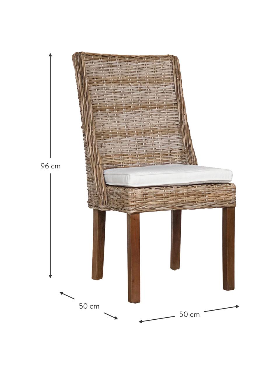 Sedia in rattan Aine, Seduta: rattan intrecciato, Gambe: legno di Mindi, Marrone, Larg. 50 x Prof. 50 cm