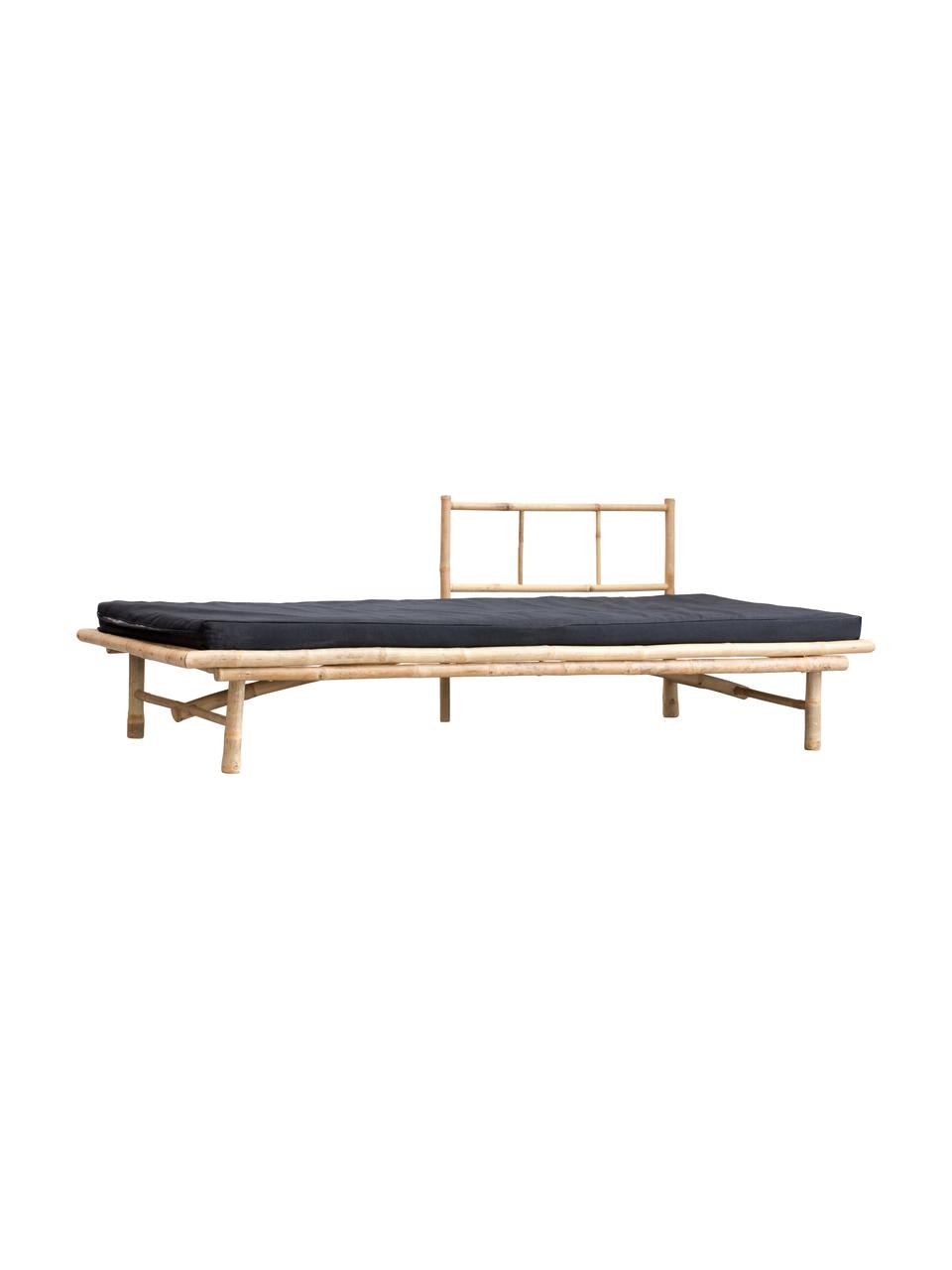 Bamboehouten daybed Mandisa met ligkussen, Frame: bamboehout, naturel, Licht hout, zwart, B 215 x D 100 cm