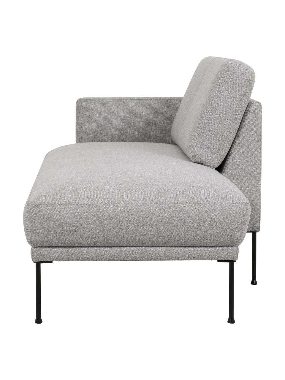 Szezlong z metalowymi nogami Fluente, Tapicerka: 80% poliester, 20% ramia , Nogi: metal malowany proszkowo, Jasnoszara tkanina, S 202 x G 85 cm, oparcie lewostronne