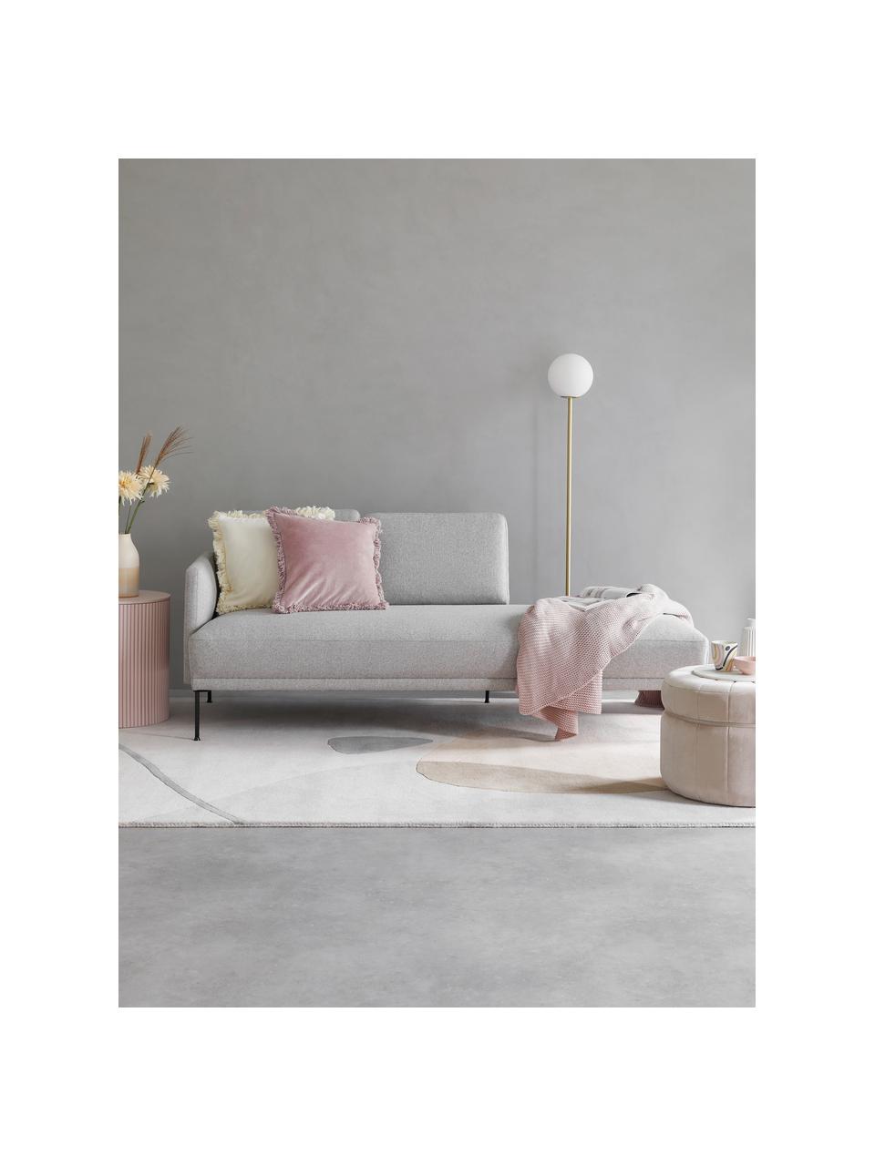 Ottomane Fluente mit Metall-Füßen, Bezug: 80% Polyester, 20% Ramie , Gestell: Massives Kiefernholz, FSC, Füße: Metall, pulverbeschichtet, Webstoff Hellgrau, B 202 x T 85 cm, Rückenlehne links