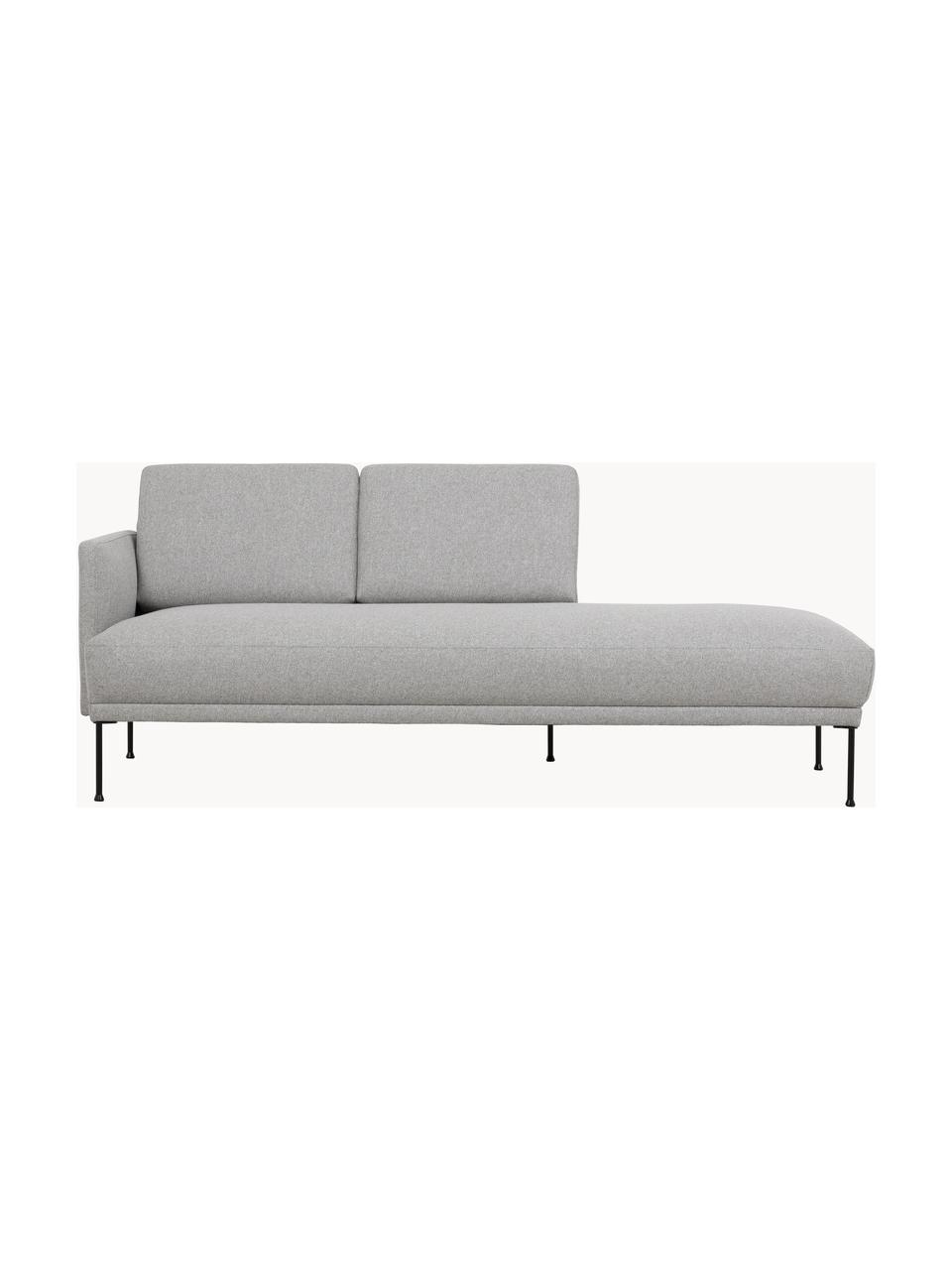Chaise longue Fluente, Rivestimento: 80% poliestere, 20% ramiè, Struttura: legno di pino massiccio, Piedini: metallo verniciato a polv, Tessuto grigio chiaro, Larg. 202 x Prof. 85 cm, schienale a sinistra
