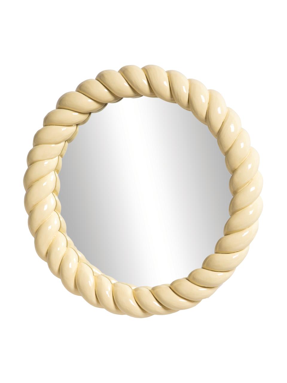 Okrúhle nástenné zrkadlo Braid, Pastelovožltá, Ø 25 x H 3 cm