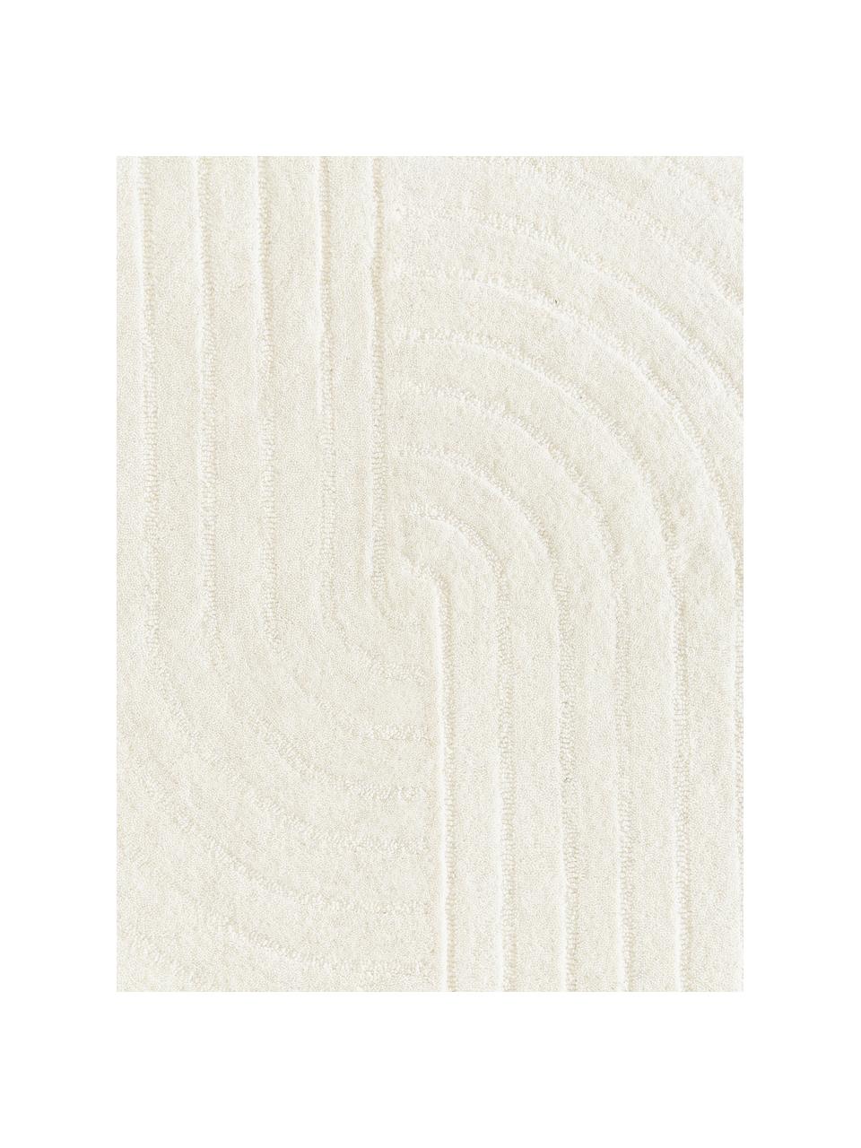 Handgetuft wollen vloerkleed Mason, Onderzijde: 100% katoen Bij wollen vl, Crèmewit, B 160 x L 230 cm (maat M)