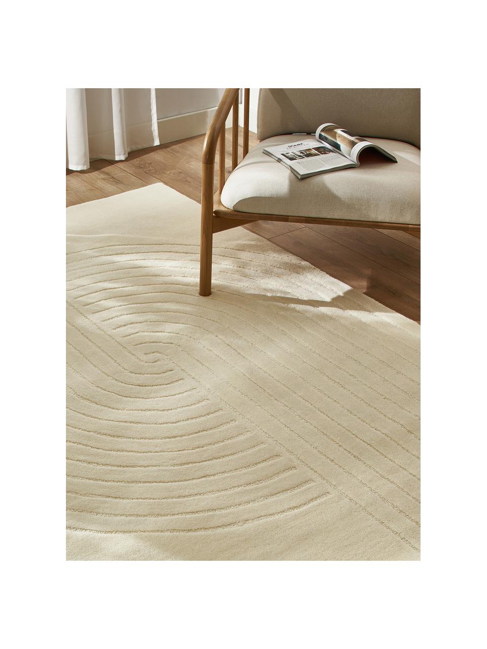 Tapis en laine tuftée main Mason, Blanc crème, larg. 160 x long. 230 cm (taille M)