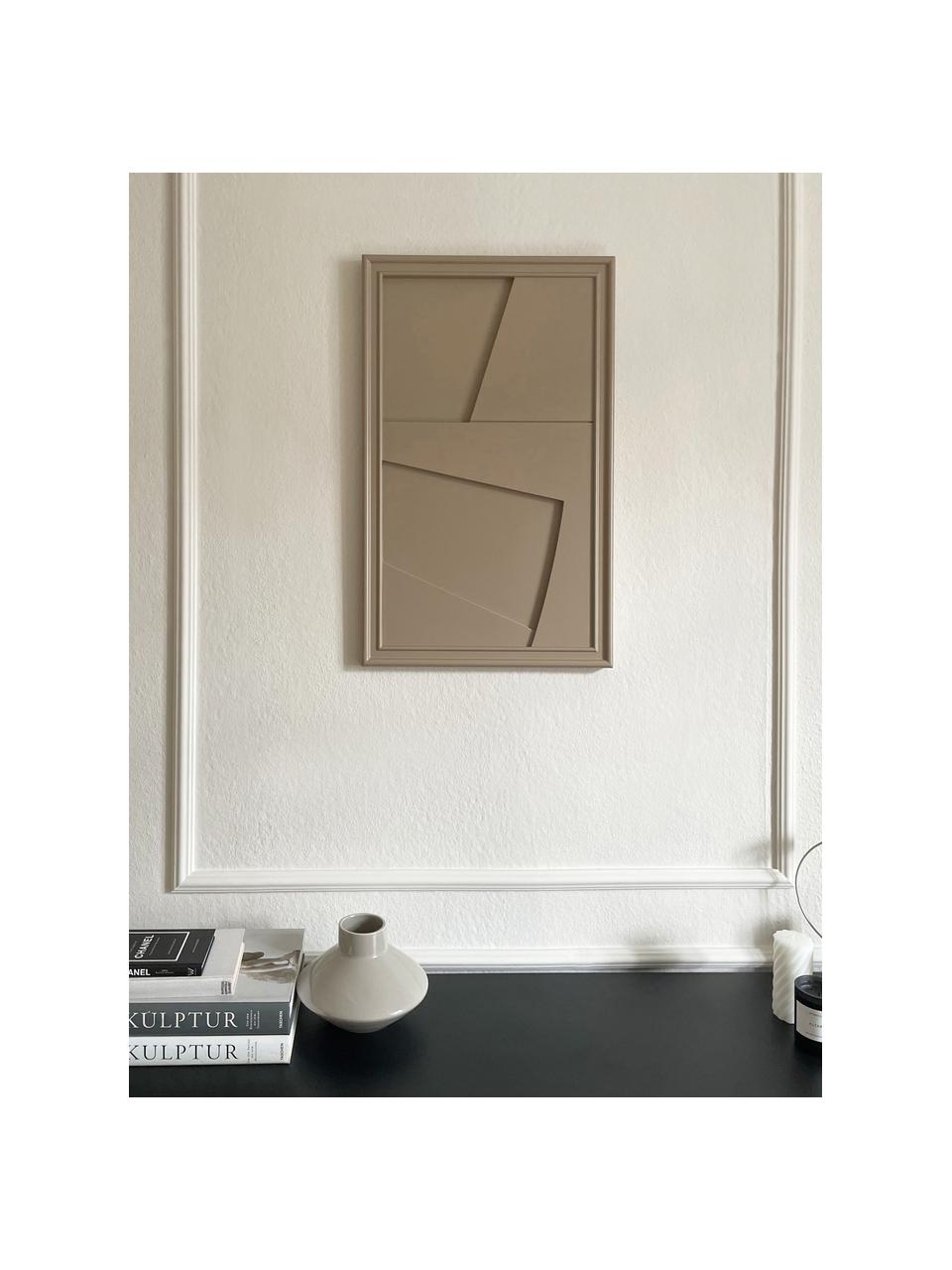 Sculpture murale artisanale Edge, Beige, larg. 30 x haut. 50 cm