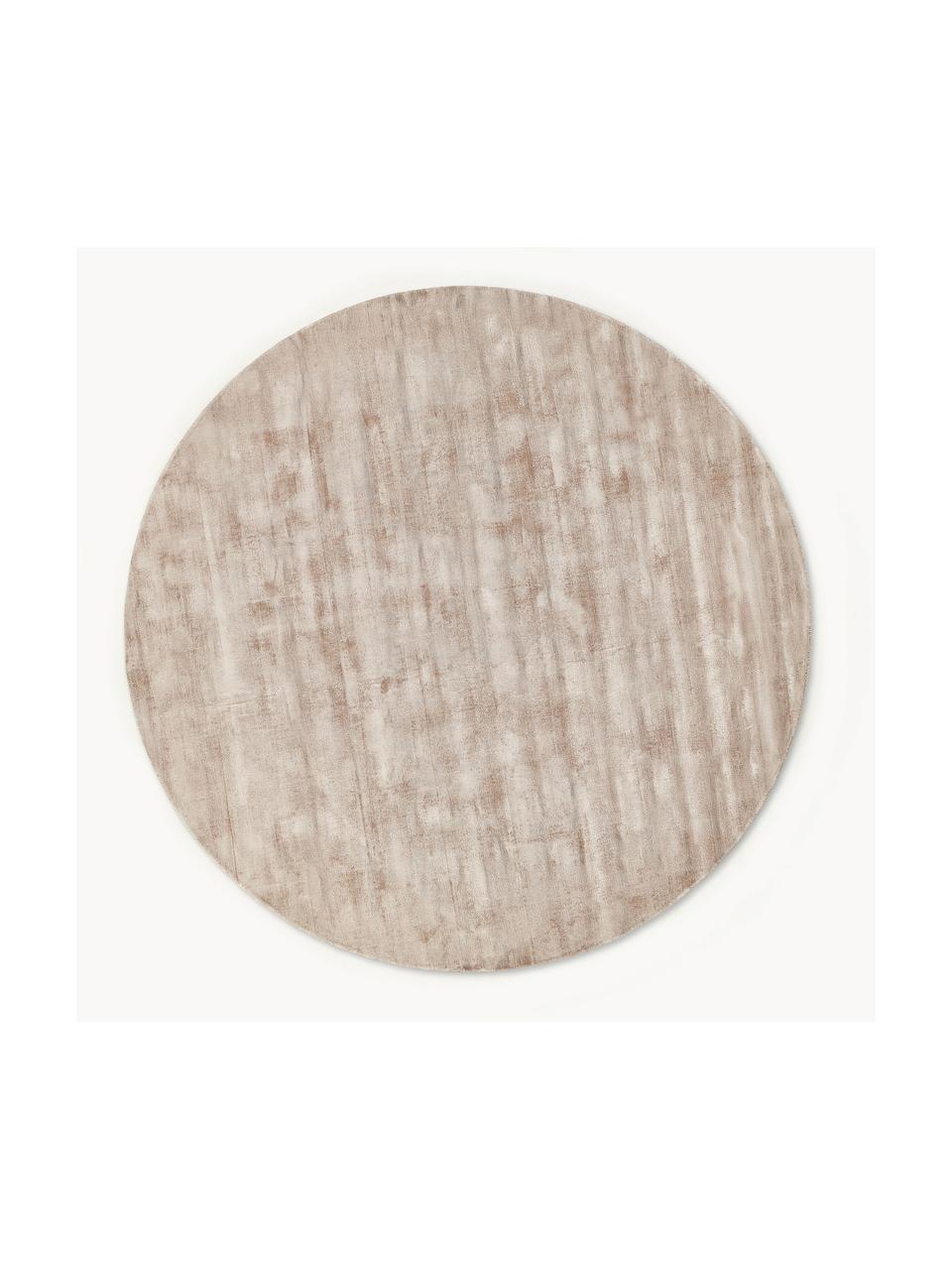 Tapis rond en viscose tissé main Jane, 100 % viscose, Beige clair, Ø 250 cm (taille XL)