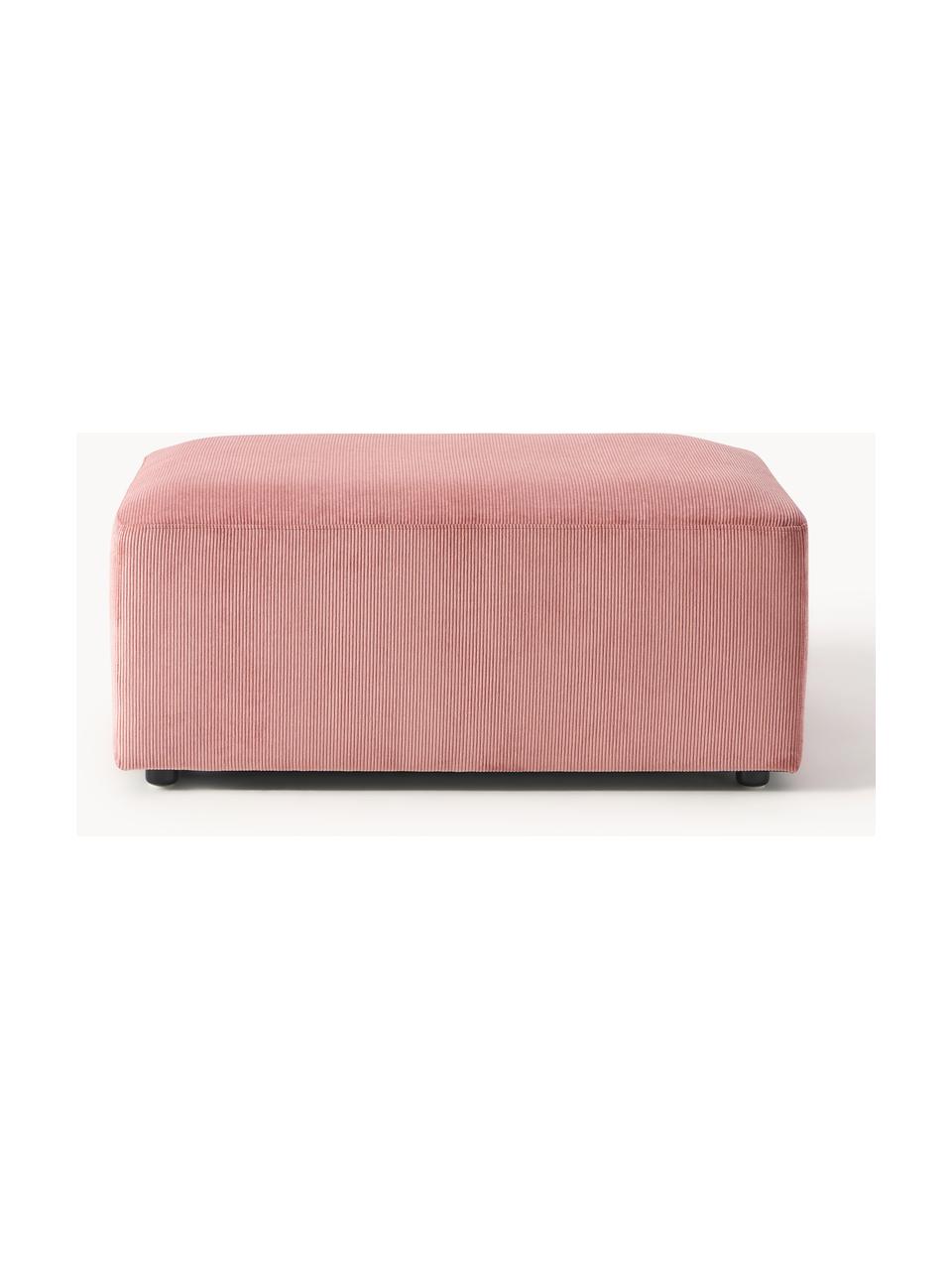 Pouf en velours côtelé Melva, larg. 99 x prof. 72 cm, Velours côtelé rose, larg. 99 x prof. 72 cm