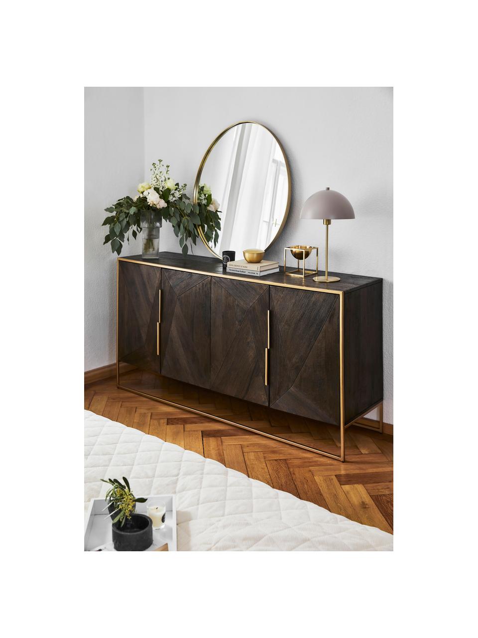 Credenza con ante in legno di mango massiccio Harry, Legno di mango, dorato, Larg. 175 x Alt. 85 cm