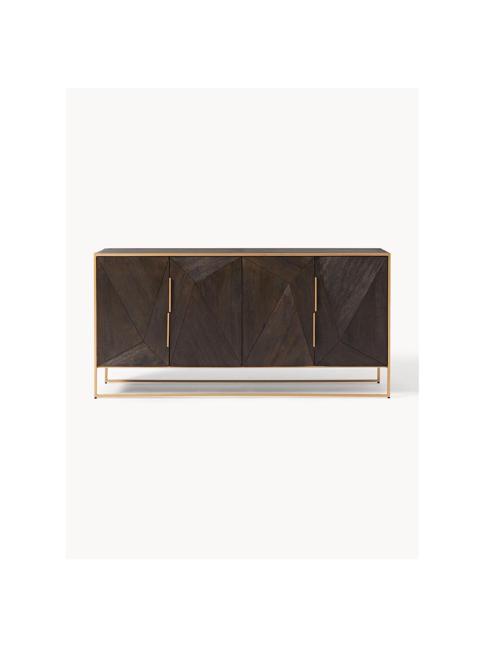 Sideboard Harry mit Türen aus massivem Mangoholz, Korpus: Massives Mangoholz, lacki, Mangoholz, Goldfarben, B 175 x H 85 cm
